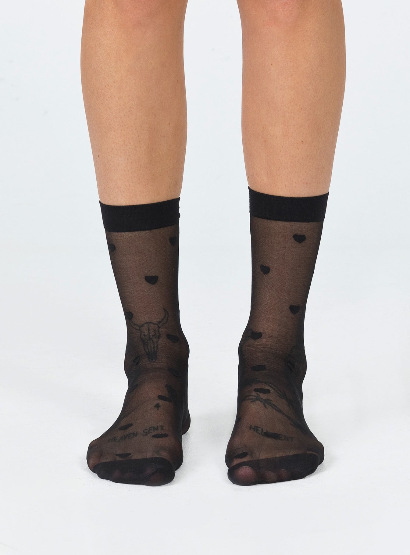 Cianno Heart Stocking Socks Black