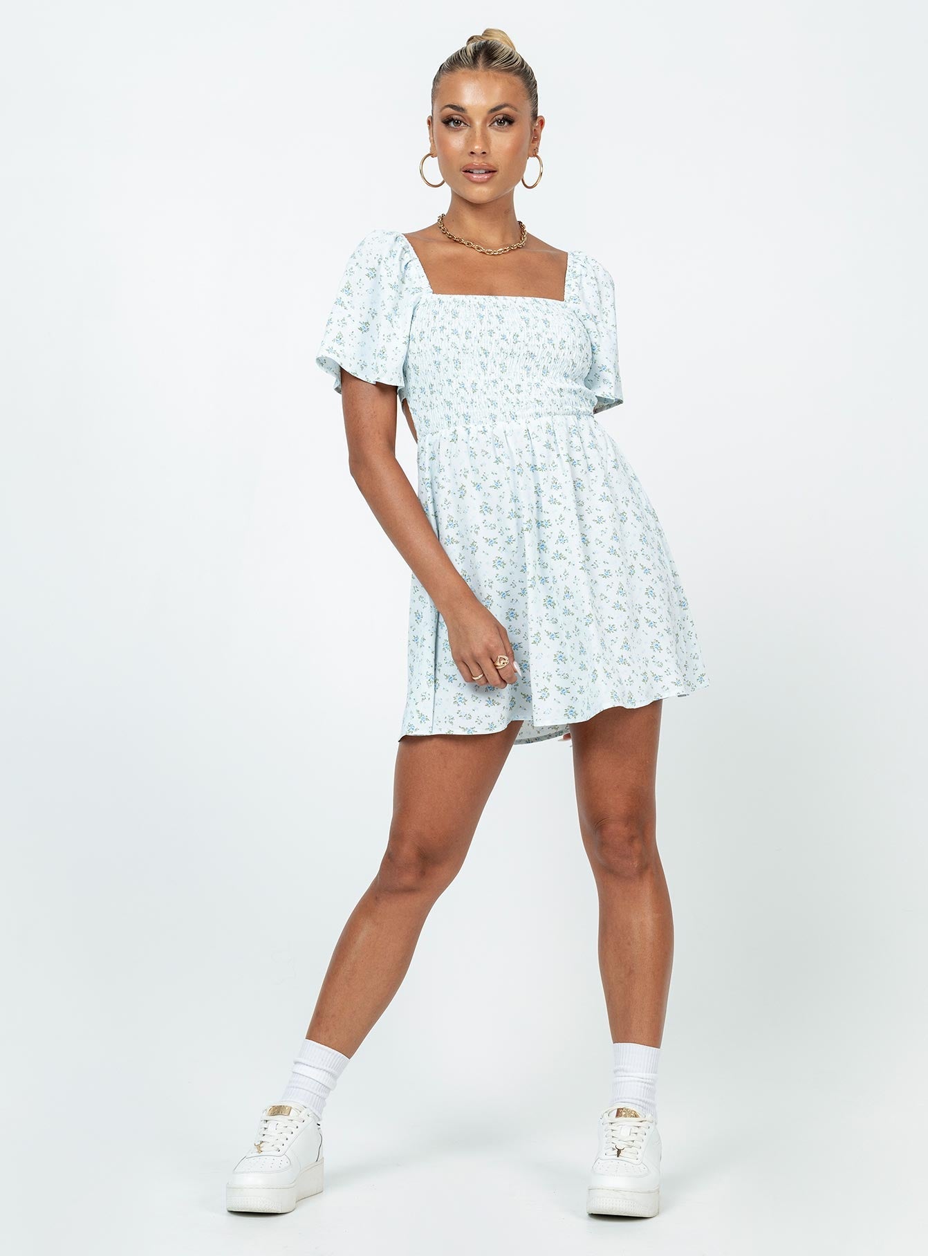 Summer Nights Mini Dress Blue Floral