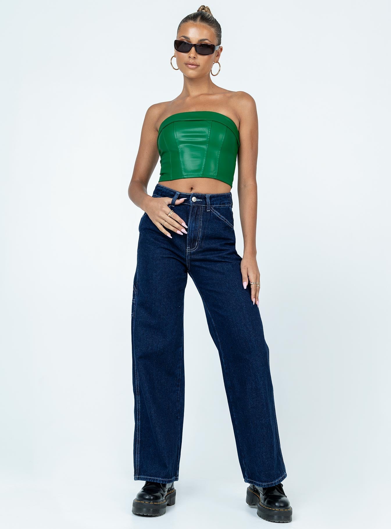 Ysabel Dark Wash Cargo Jeans Denim