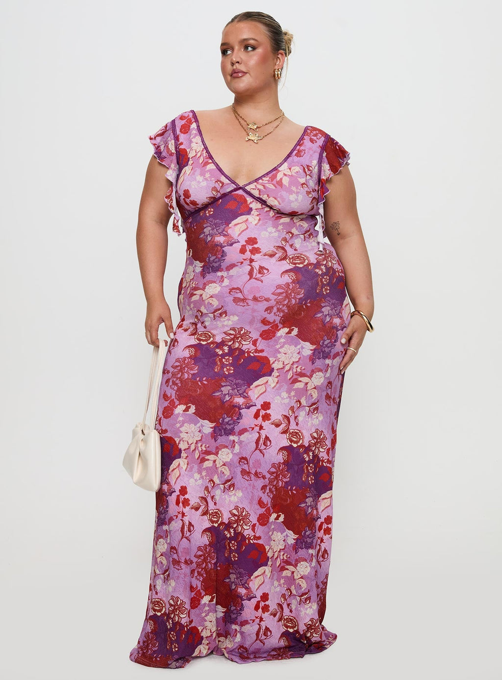 Soleila Maxi Dress Purple Multi Curve