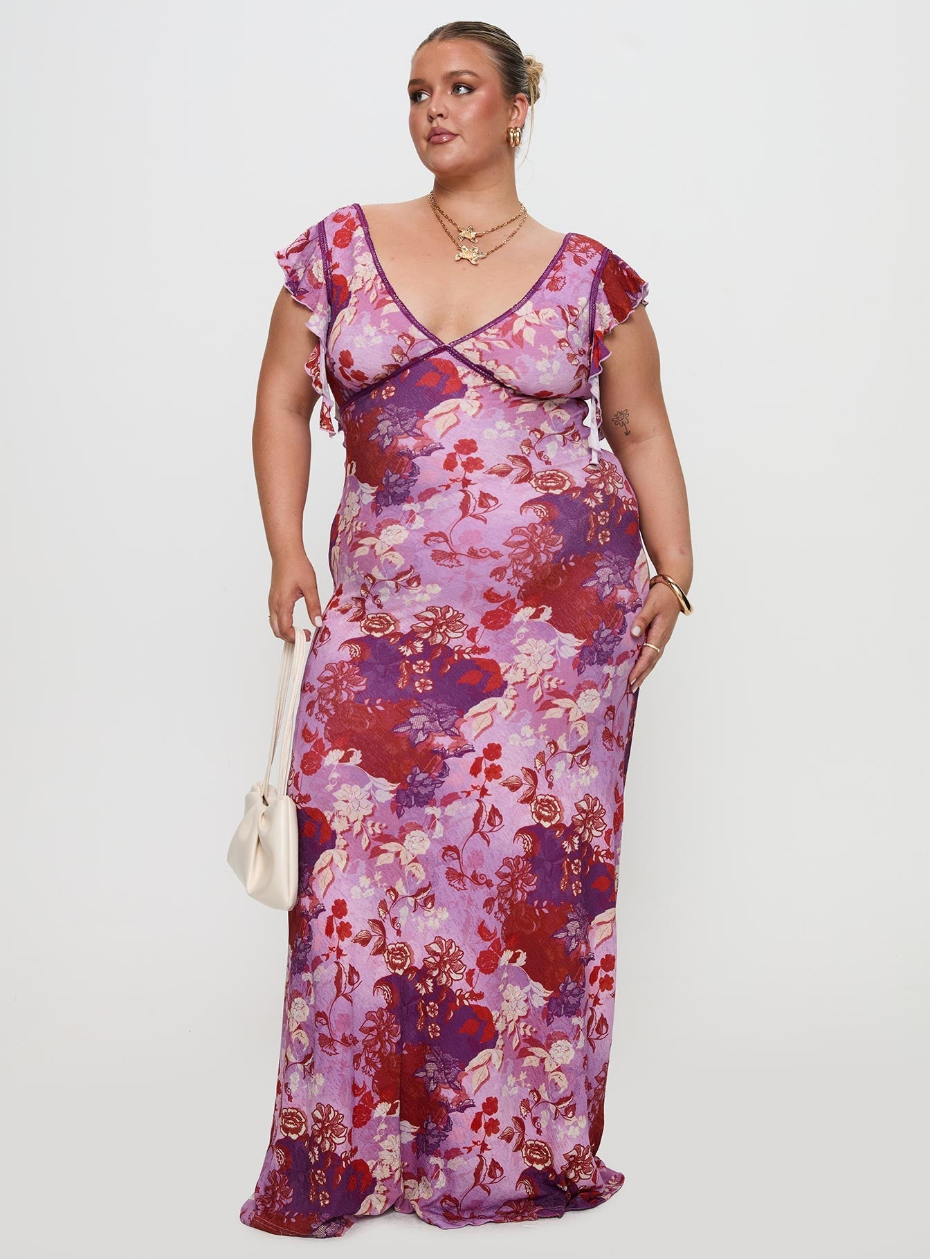 Soleila Maxi Dress Purple Multi Curve