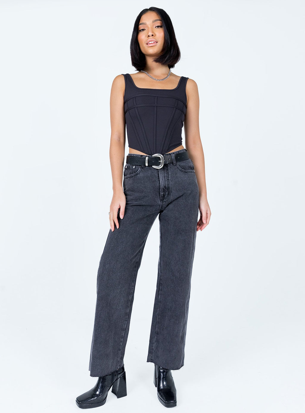 Arlington High Rise Straight Leg Denim Jeans Black