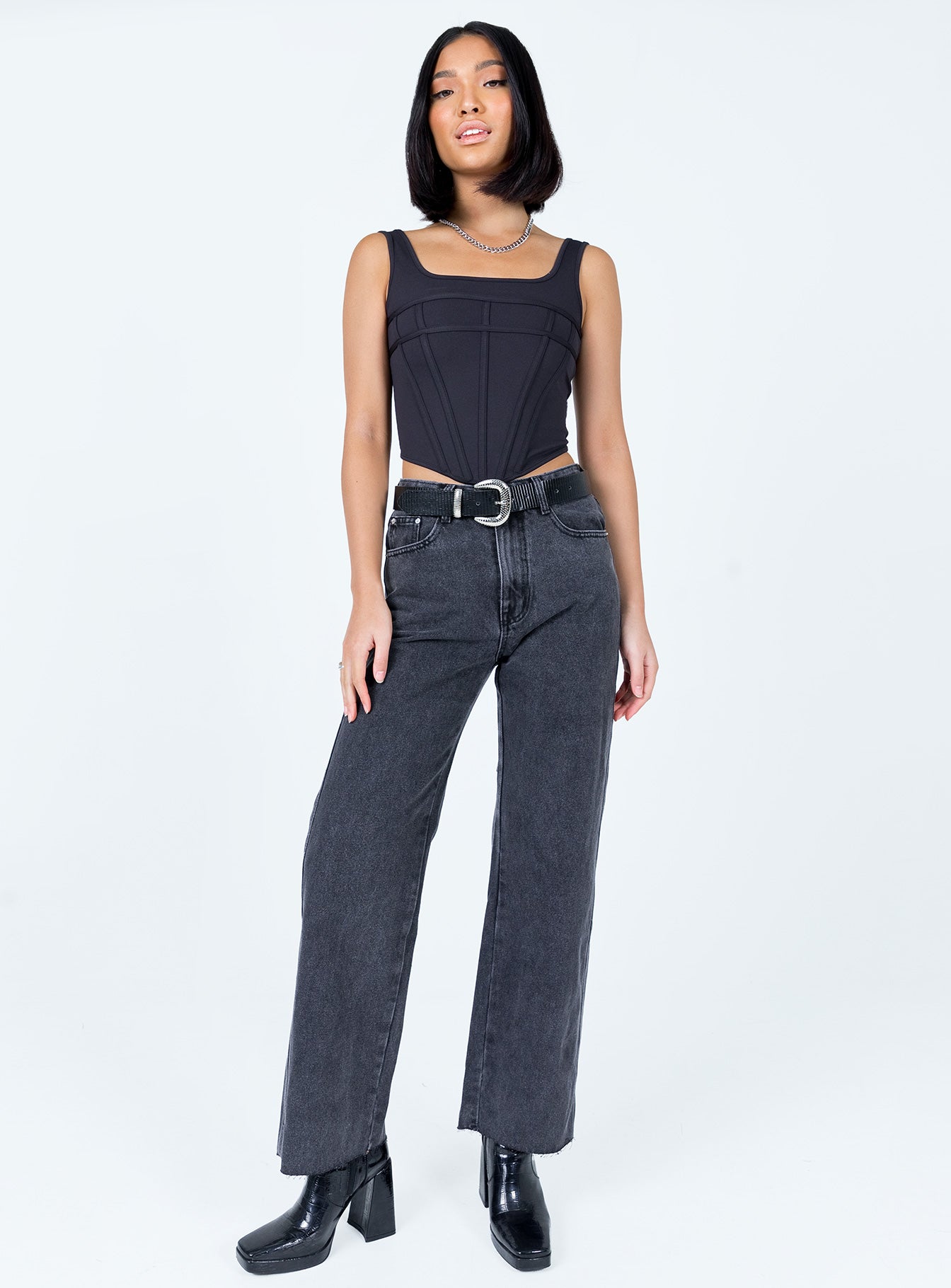 Arlington High Rise Straight Leg Denim Jeans Black