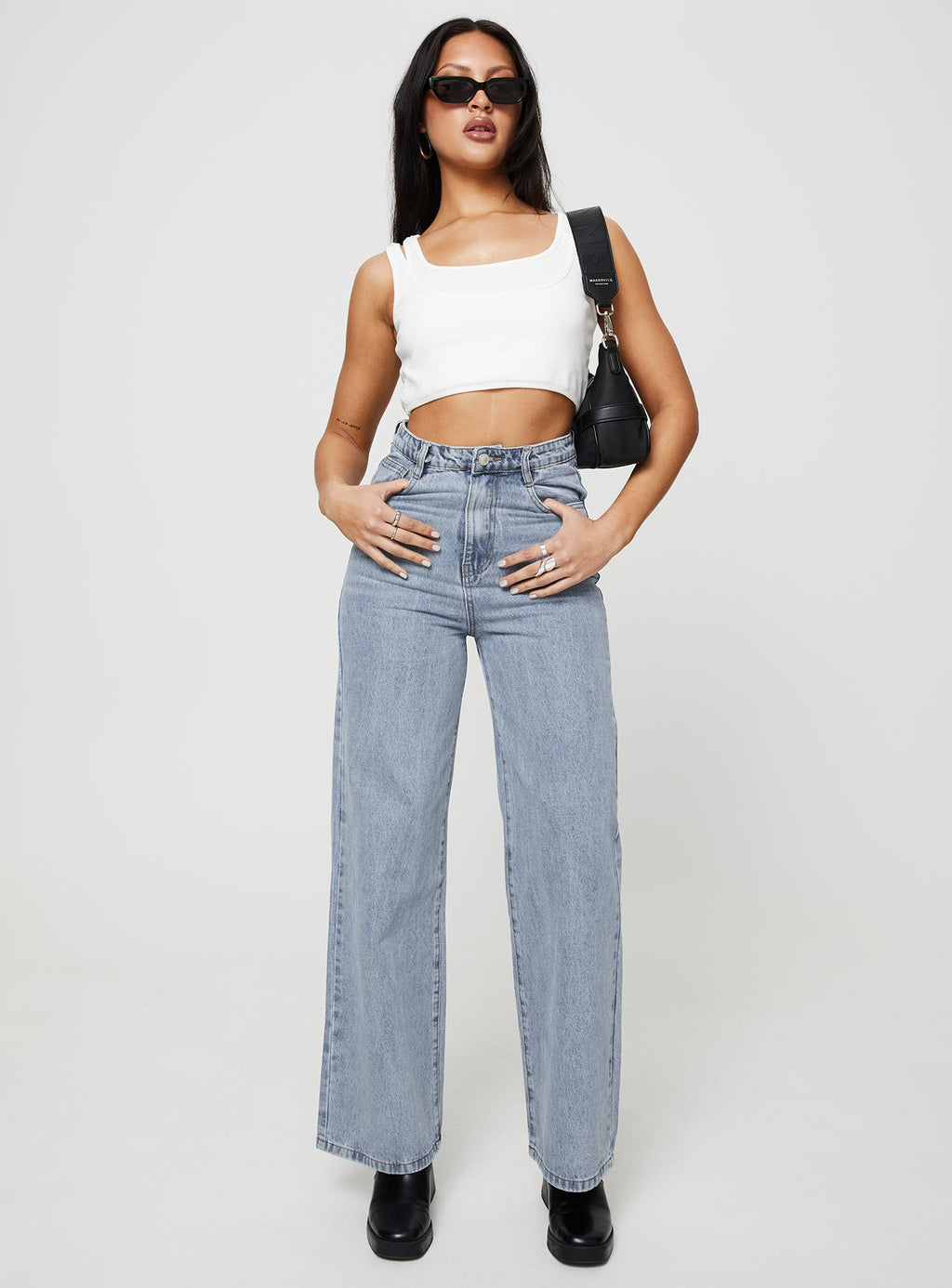 Nicolo High Rise Straight Leg Jeans Light Blue Wash