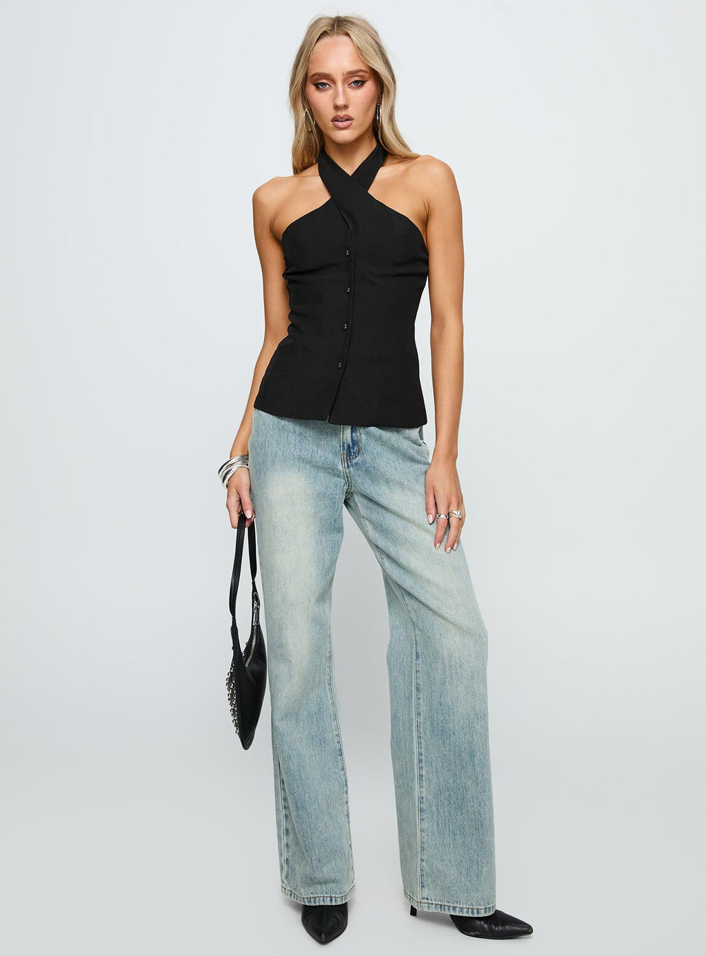 Light Is Coming Cross Detail Top Black