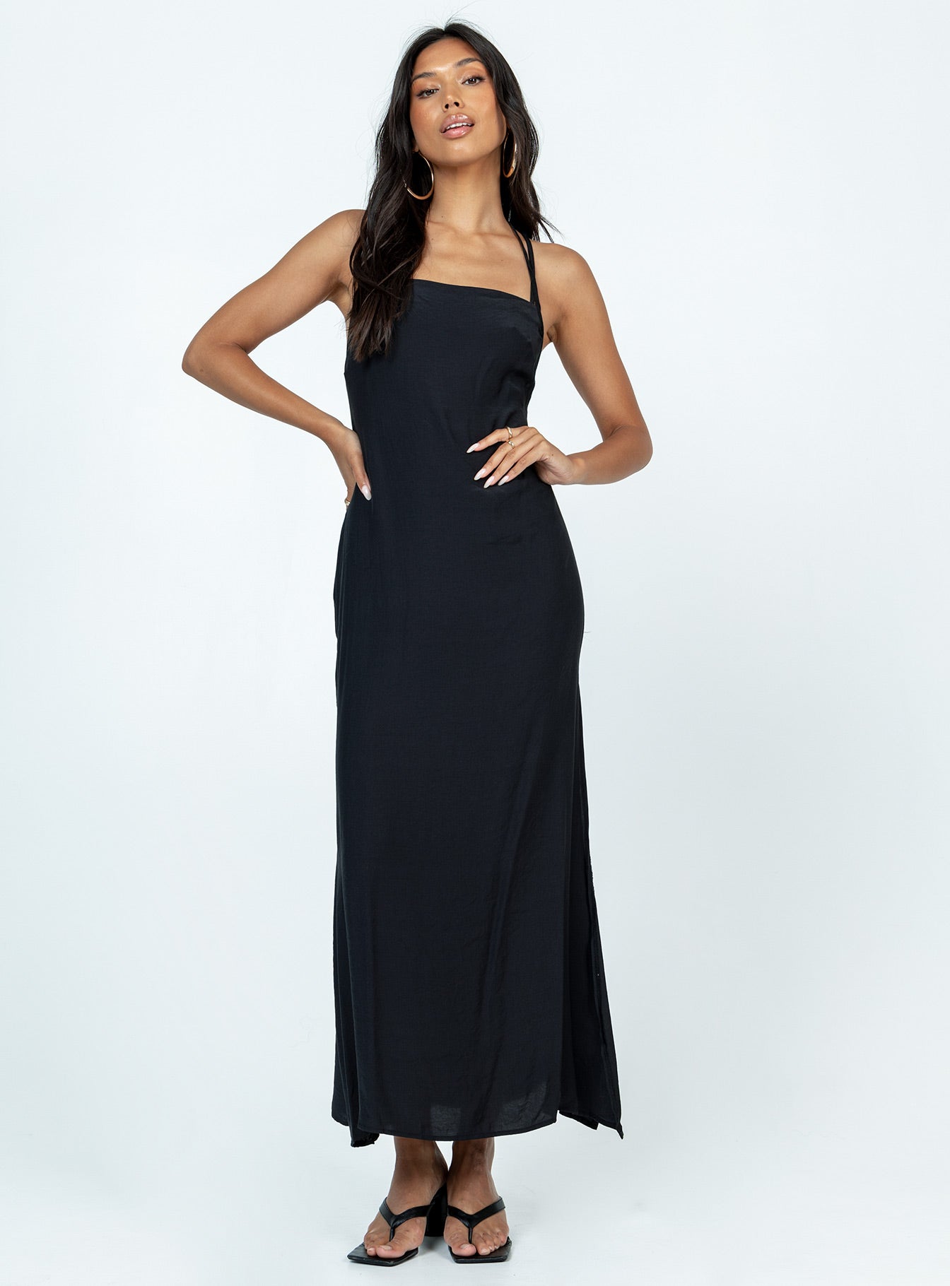 Angela Tie Maxi Dress Black