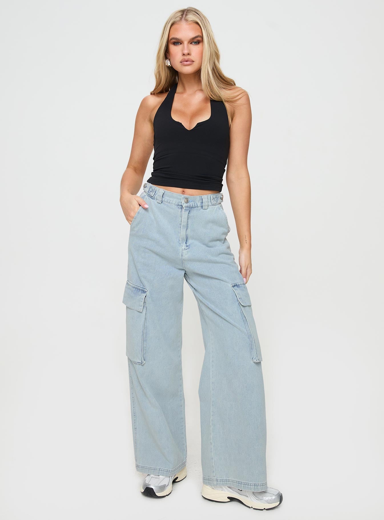 Handler Cargo Jeans Light Wash Denim