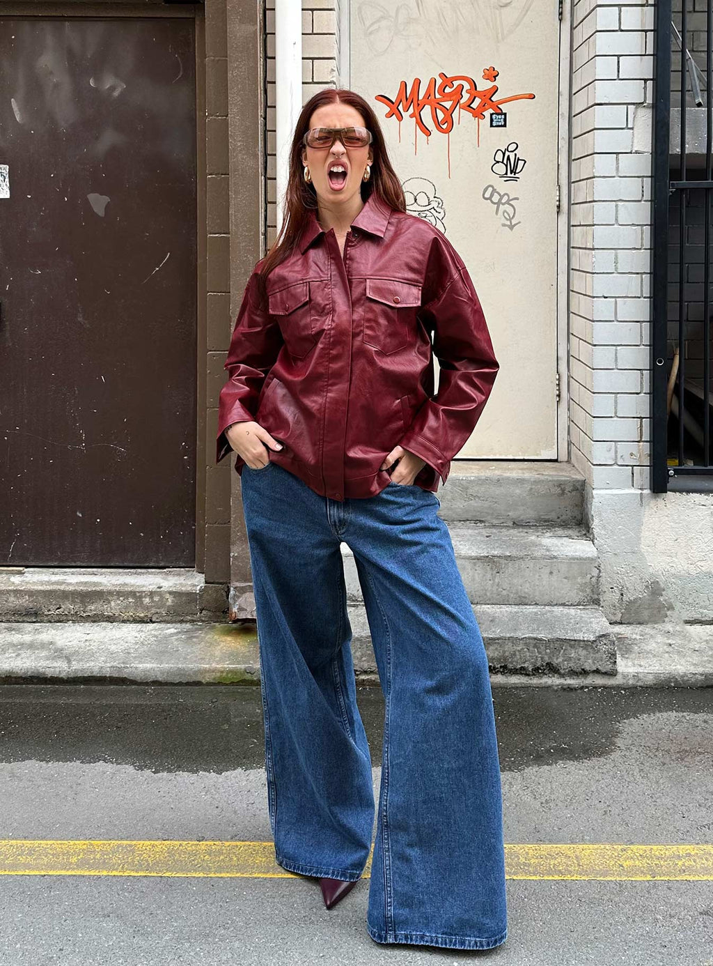 Ramos Low Rise Wide Leg Jeans Mid Blue Wash