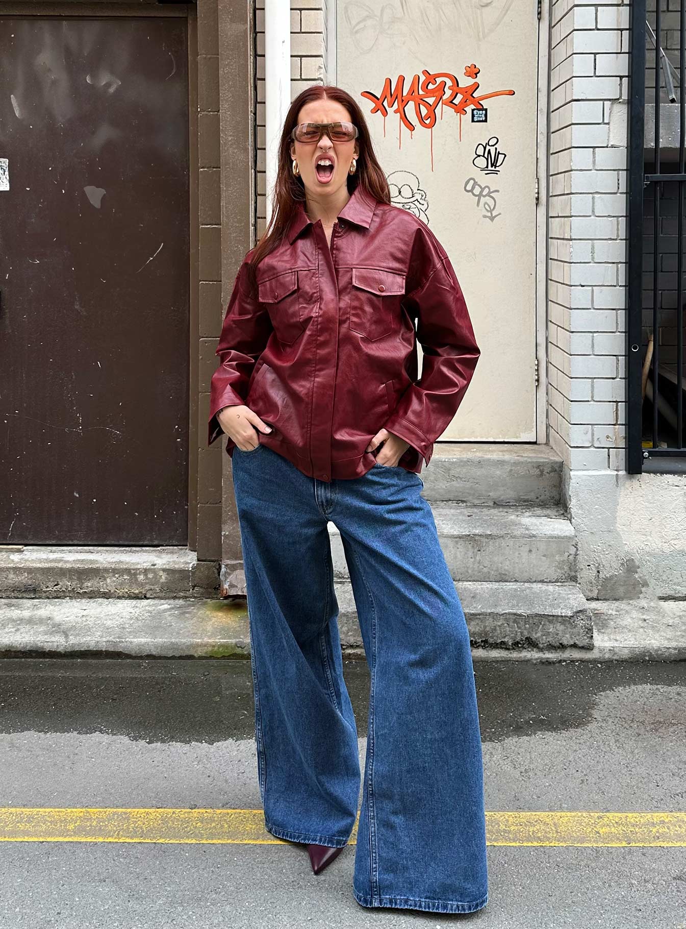 Ramos Low Rise Wide Leg Jeans Mid Blue Wash