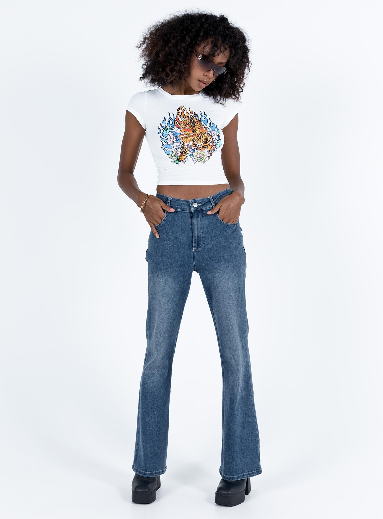 Carvalho Flare Jeans Mid Wash Denim