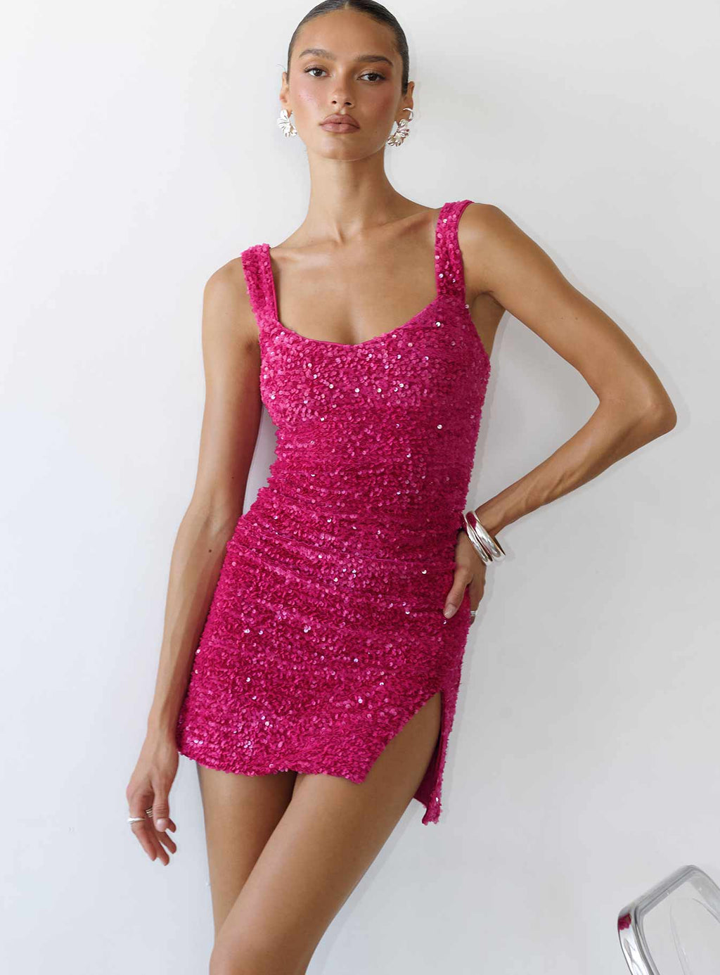 Centerfold Sequin Mini Dress Pink