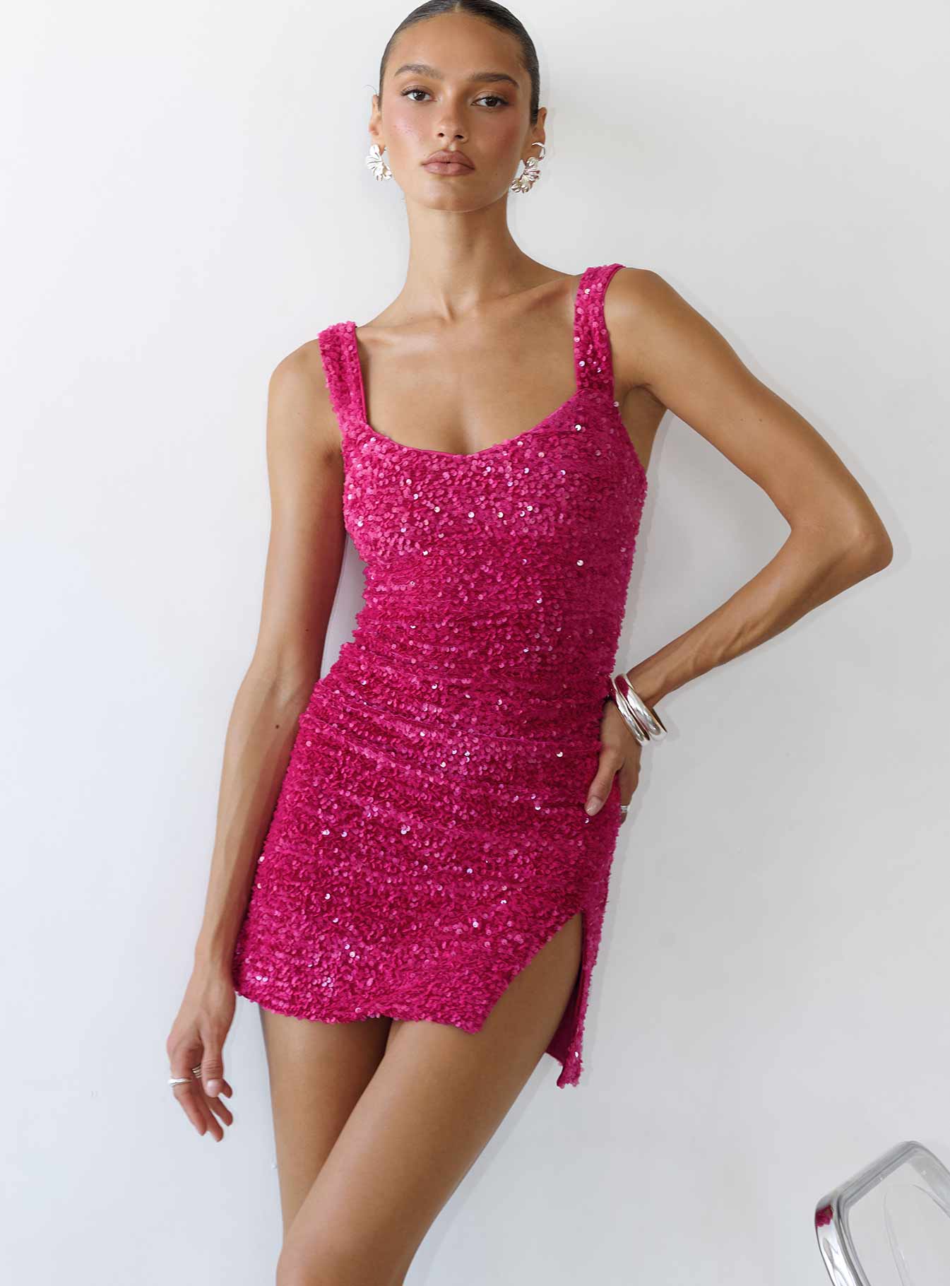 Centerfold Sequin Mini Dress Pink