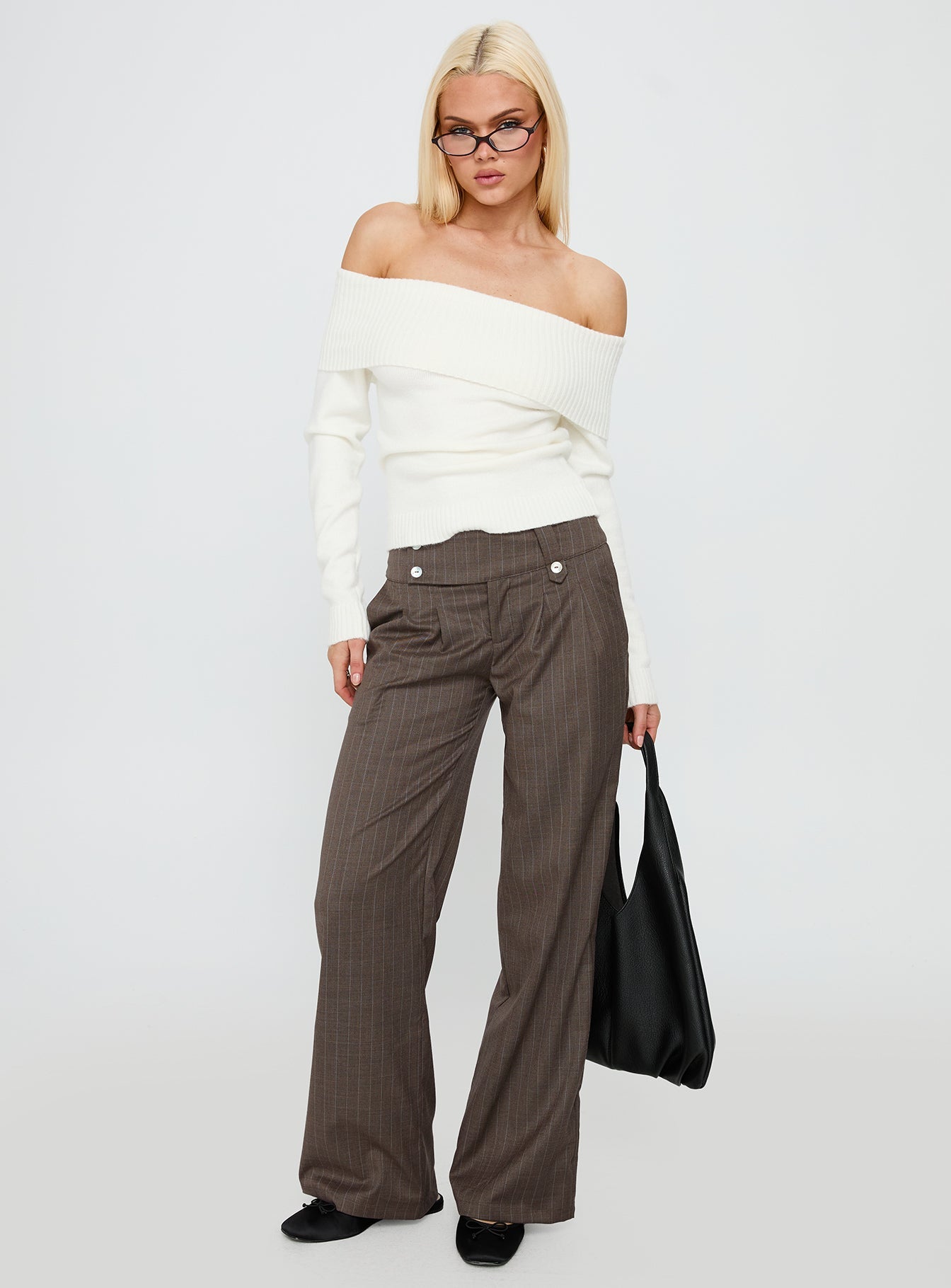 Briellea Thick Waistband Pant Pinstripe