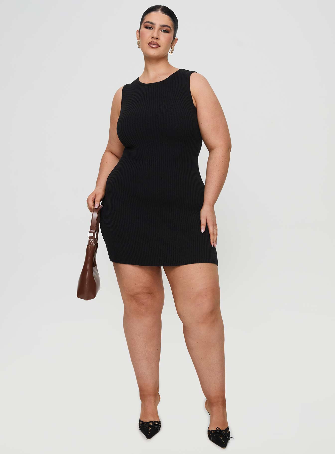 Osment Knit Mini Dress Black Curve