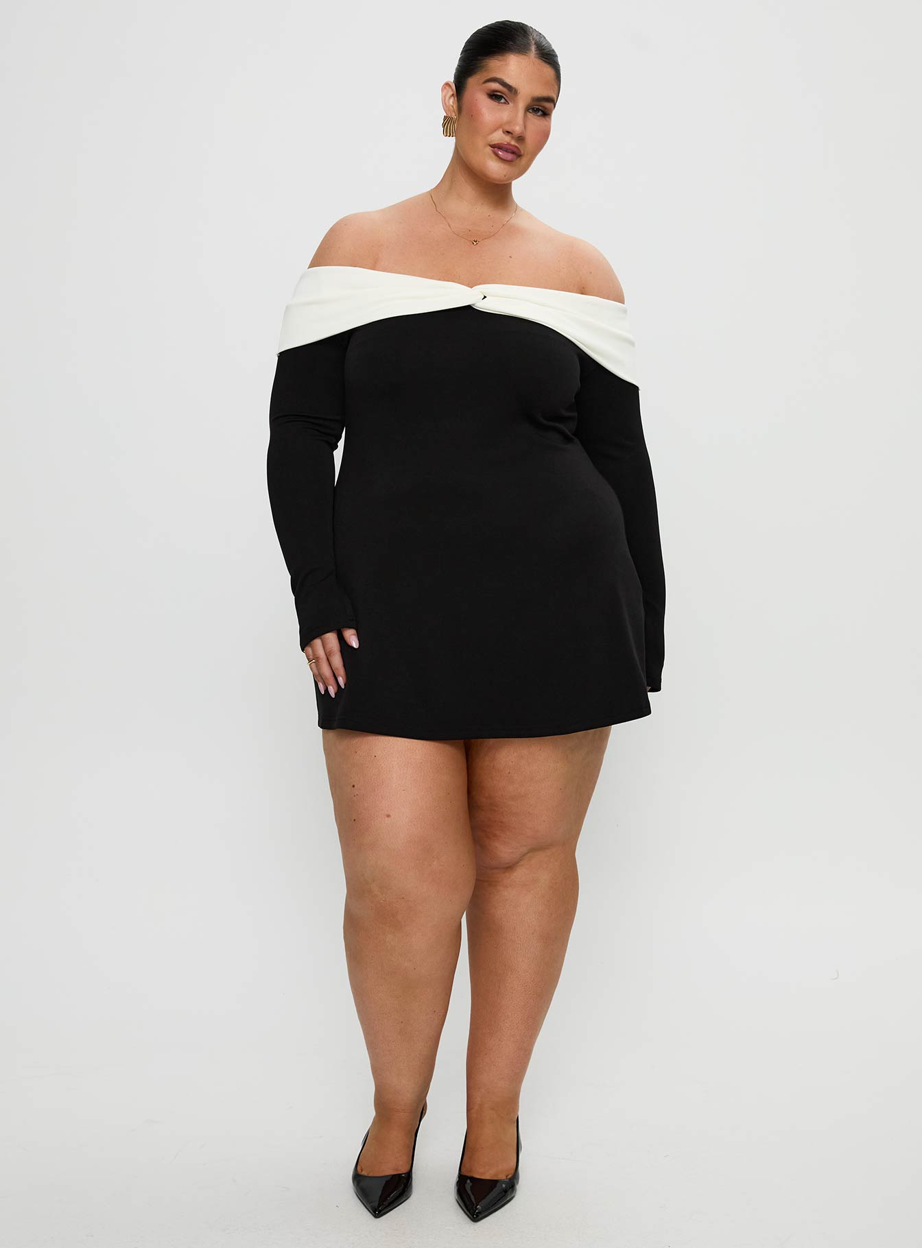Distractions Off The Shoulder Mini Dress Multi Curve