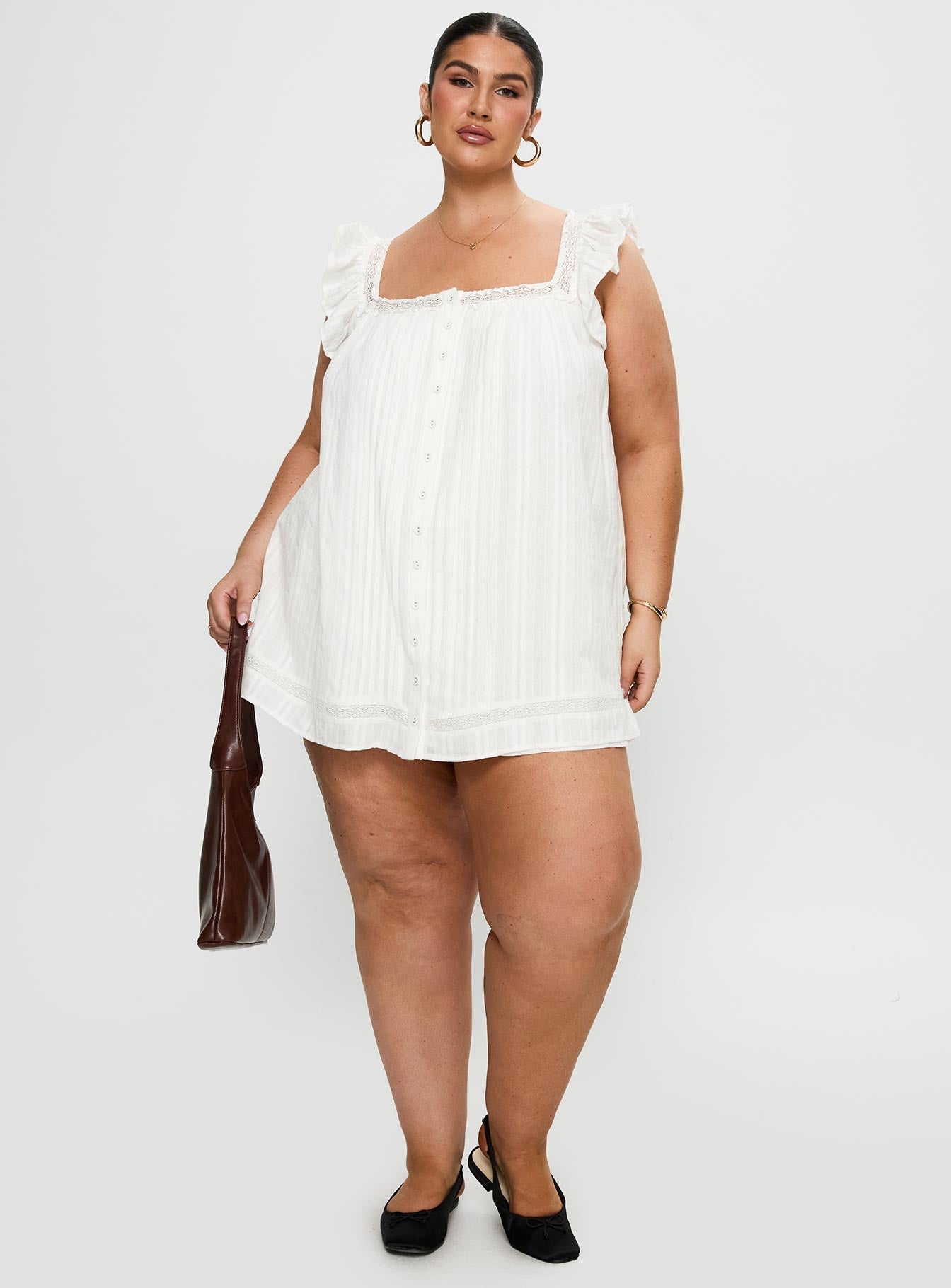 Summerland Broiderie Mini Dress White Curve