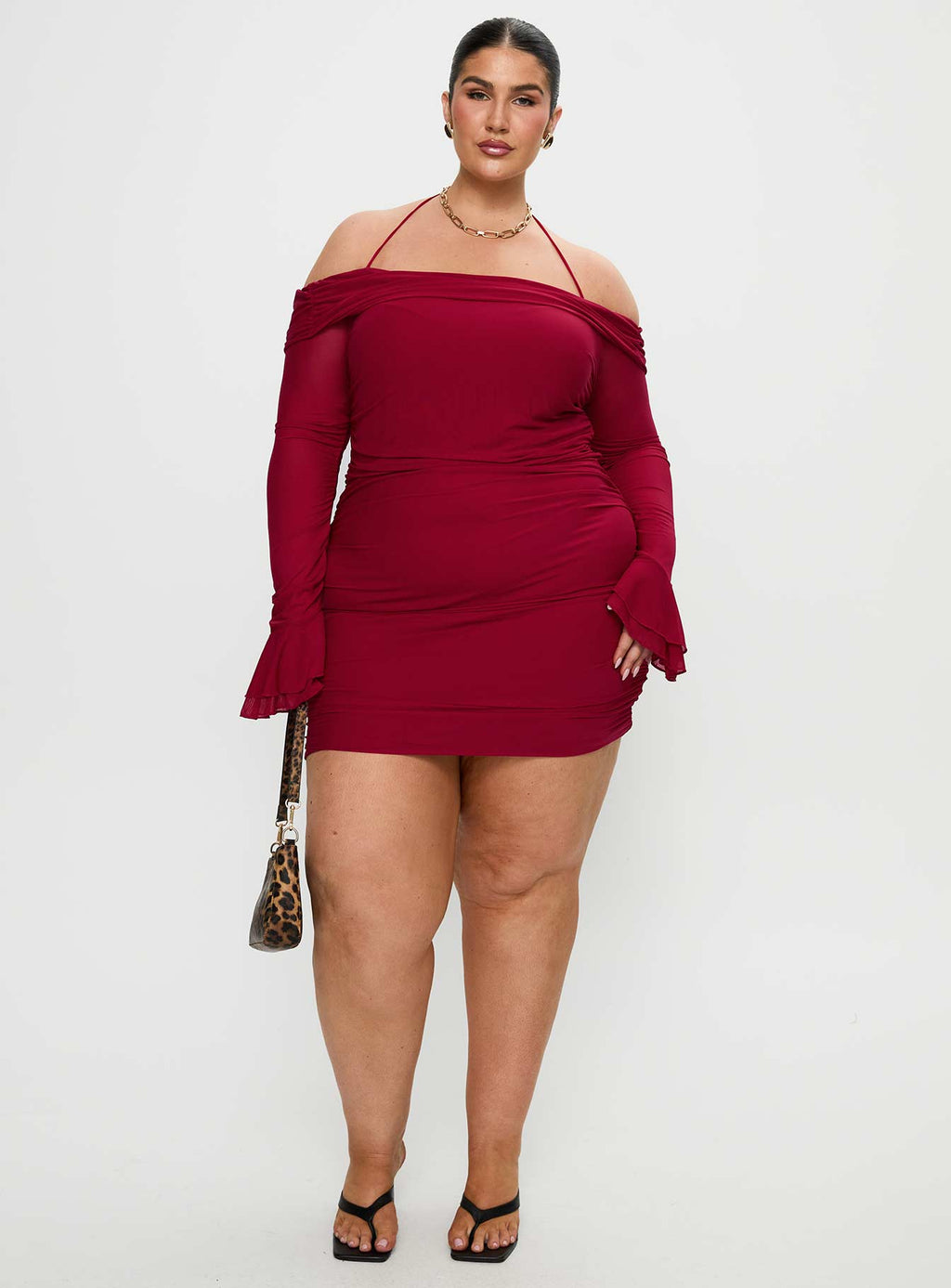 Taylon Off The Shoulder Mini Dress Red Curve