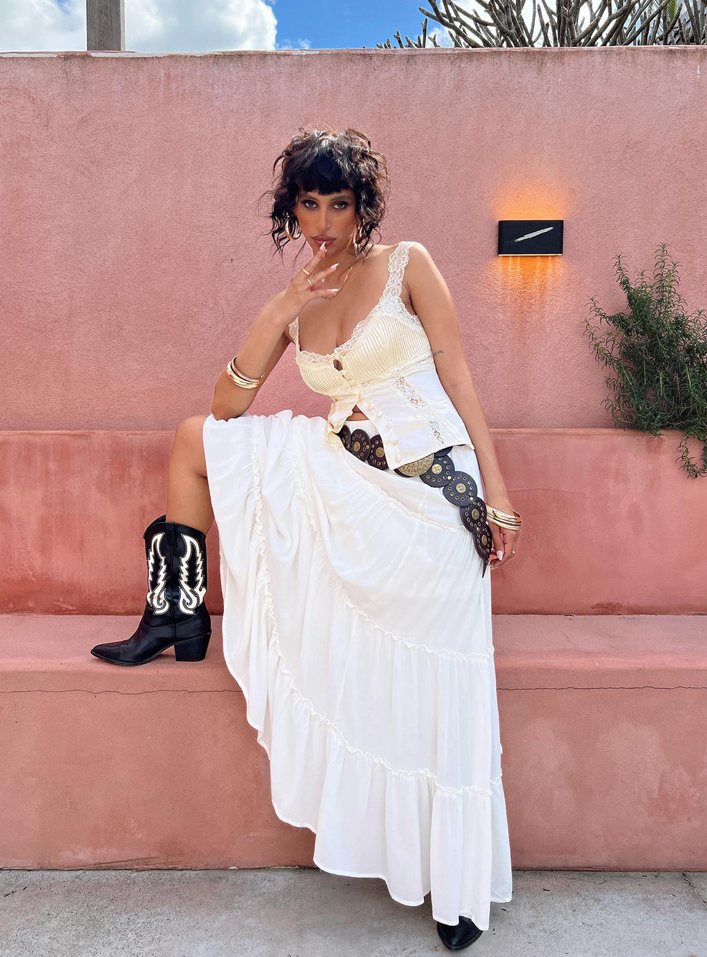 Miriah Maxi Skirt White Low Impact