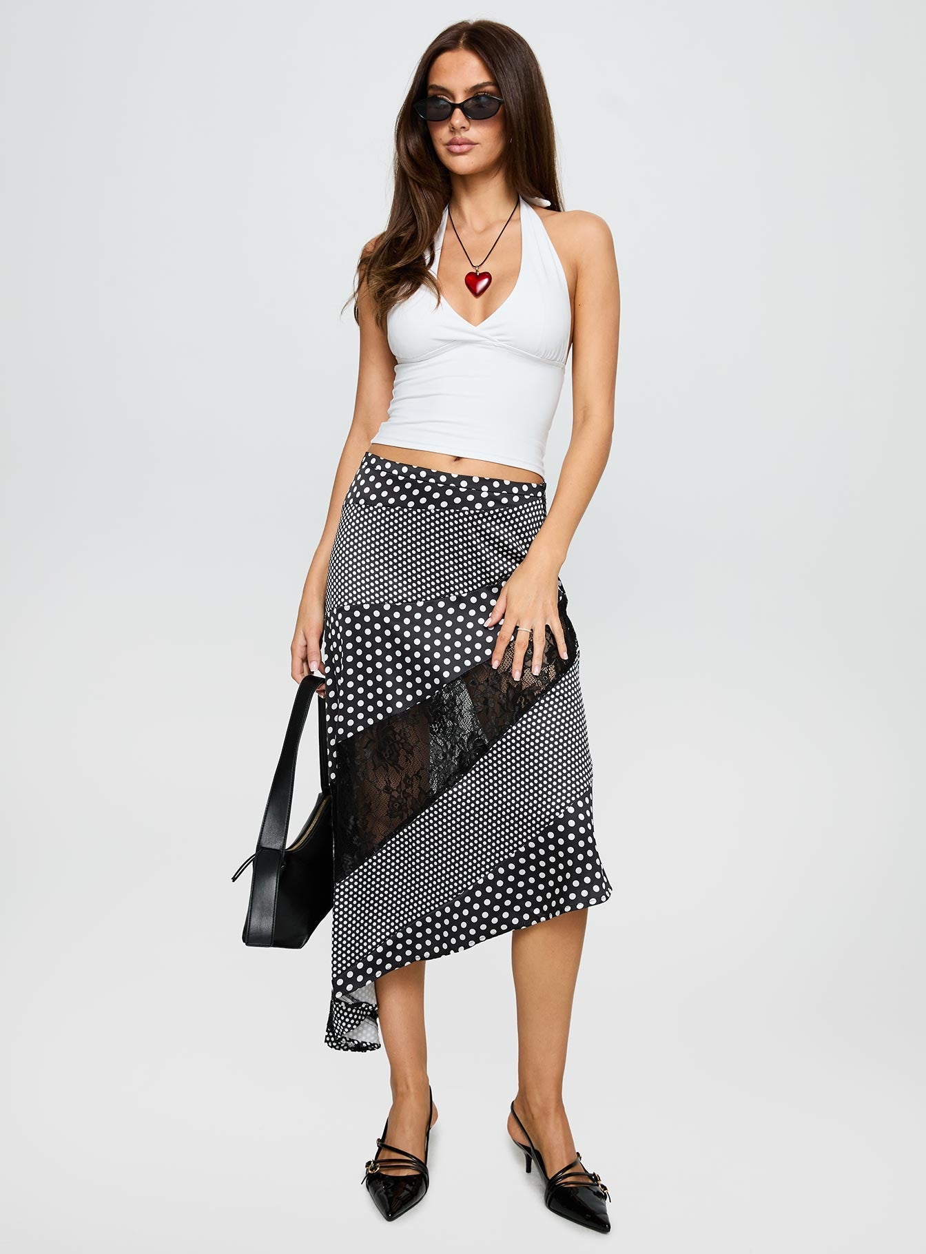 Midnight Memories Asymmetrical Midi Skirt Black Multi
