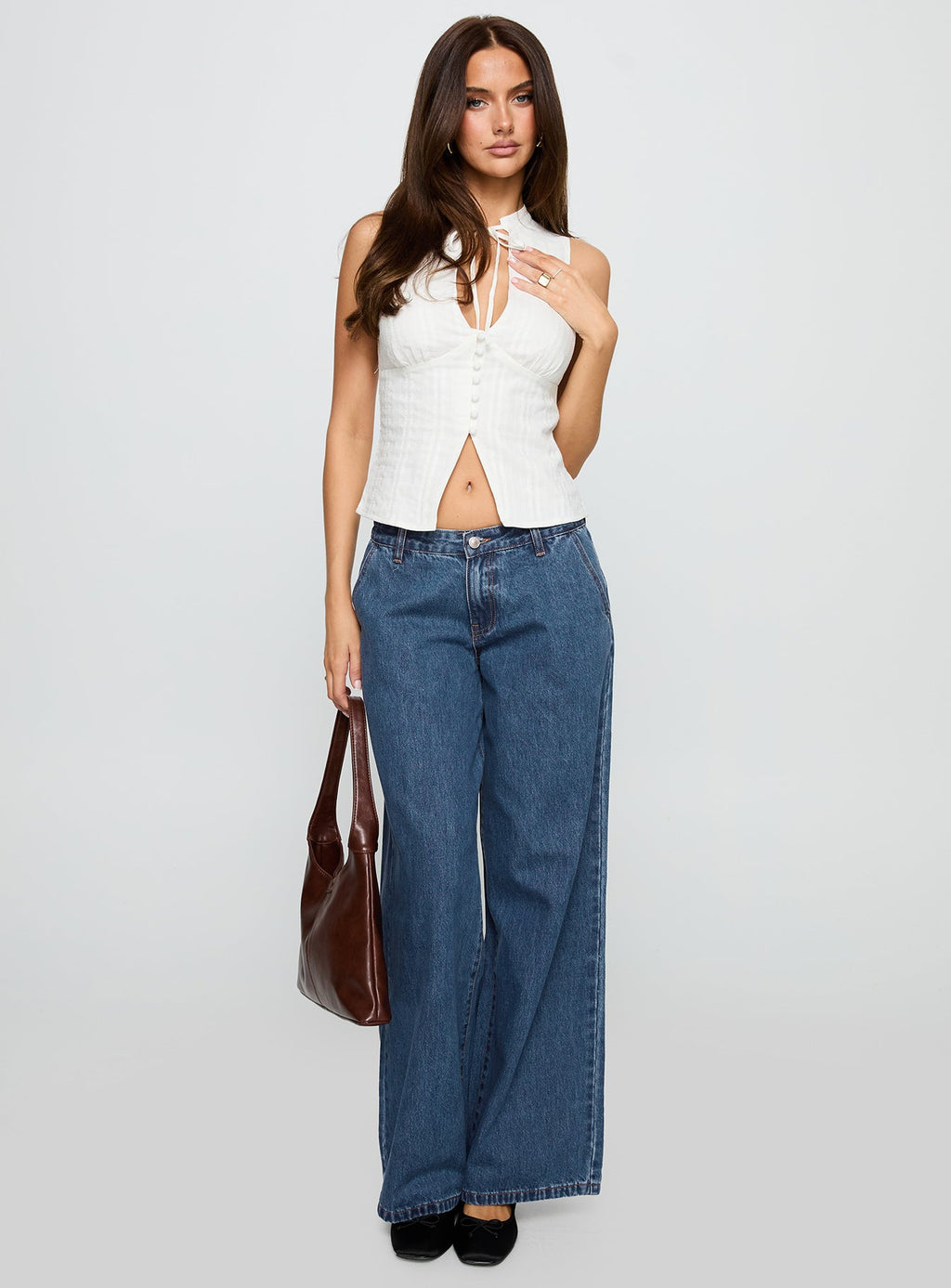 Hyde Low Rise Wide Leg Jeans Mid Blue
