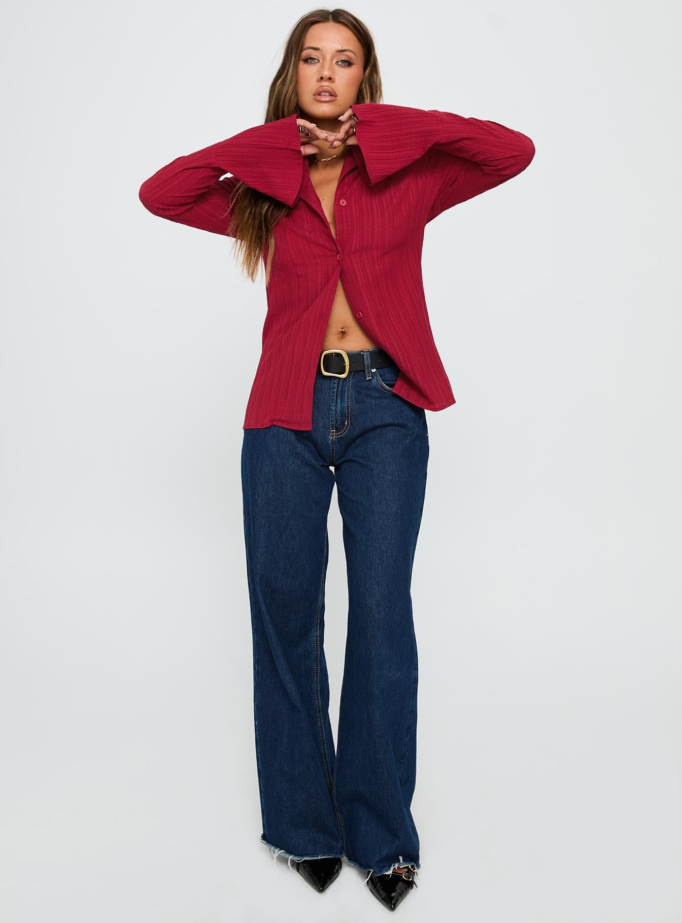 Beatris Long Sleeve Top Red