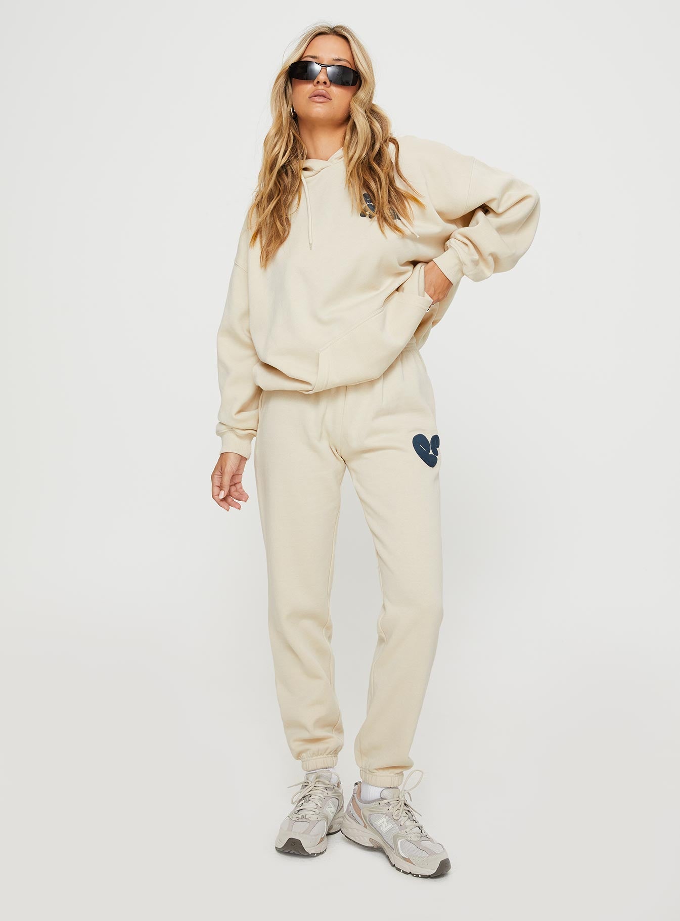 Princess Polly Track Pants Bubble Text Stone / Slate