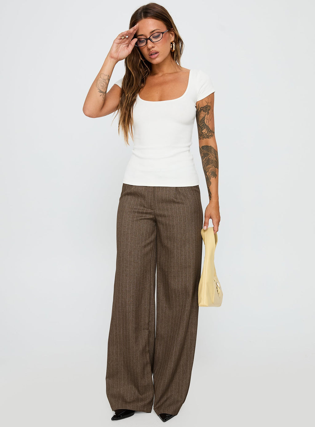 Broadcast Pants Beige Pinstripe