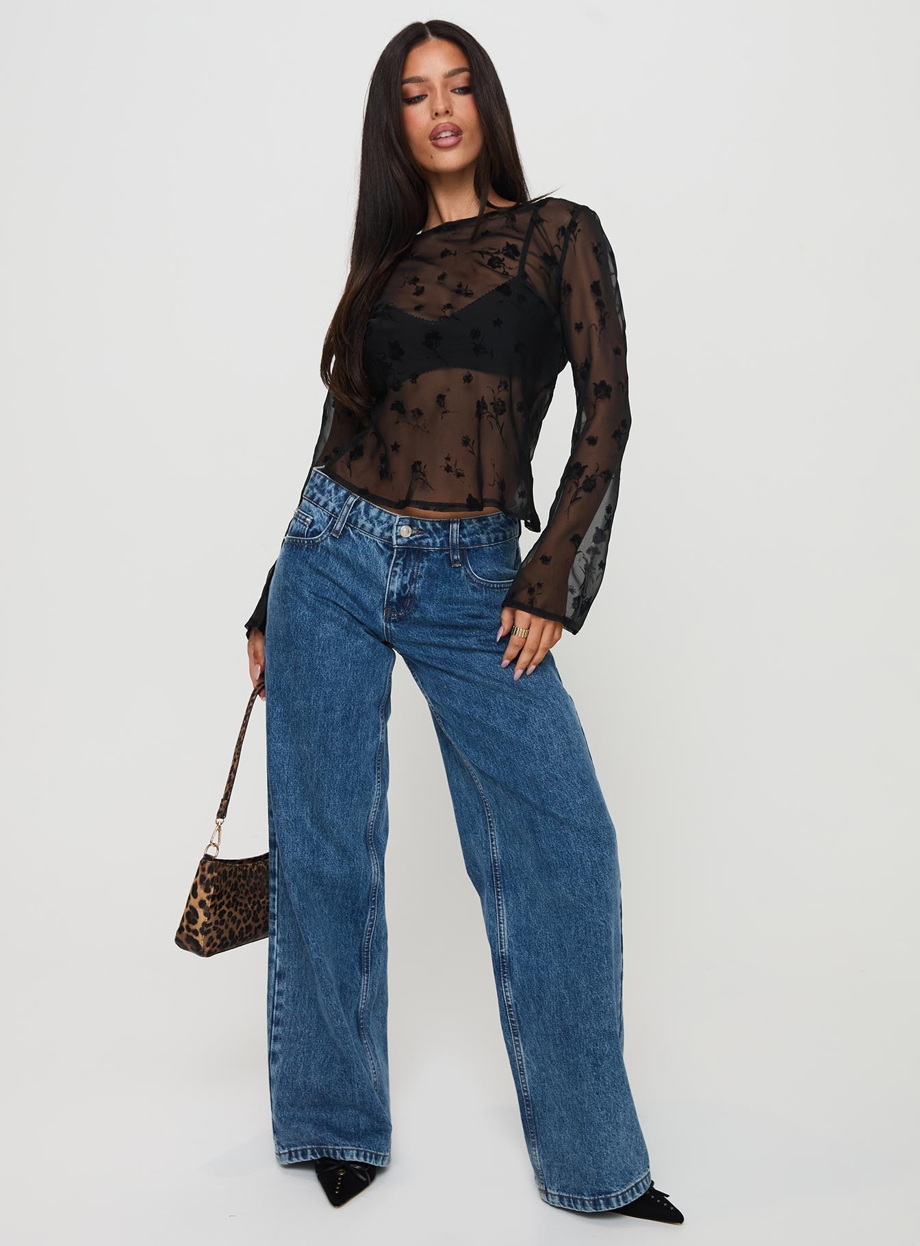 Broken Clocks Long Sleeve Top Black