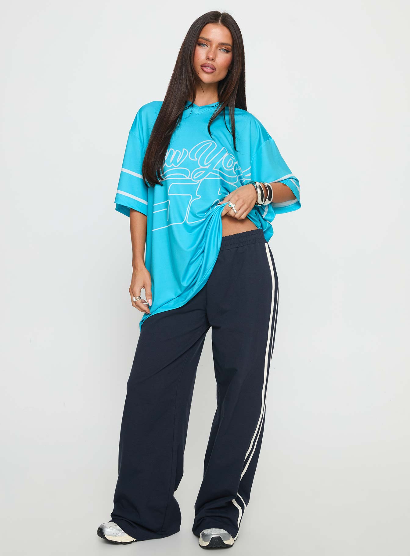 New Yorker 58 Oversized Graphic Jersey Tee Blue