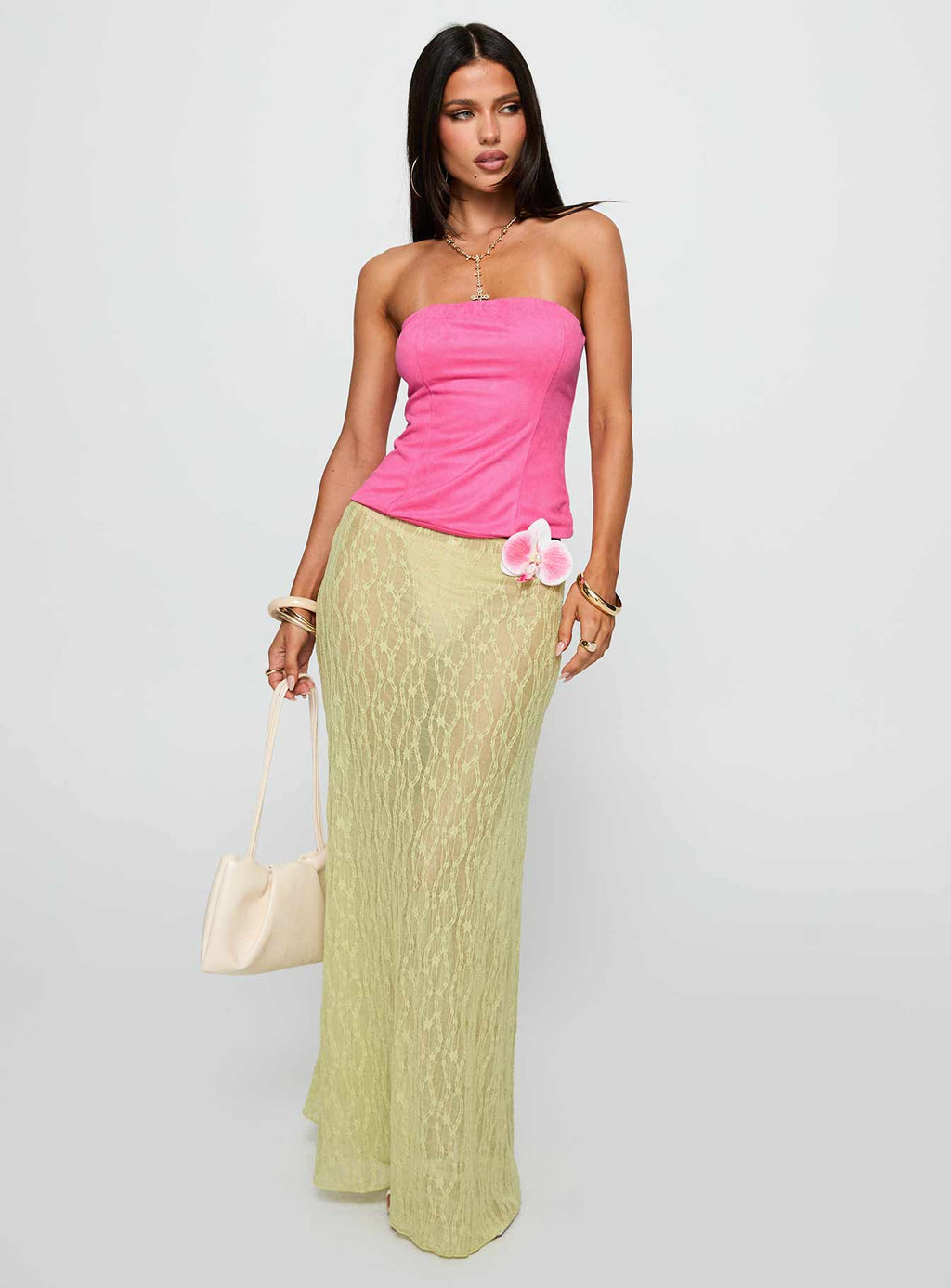 Plotline Strapless Top Pink