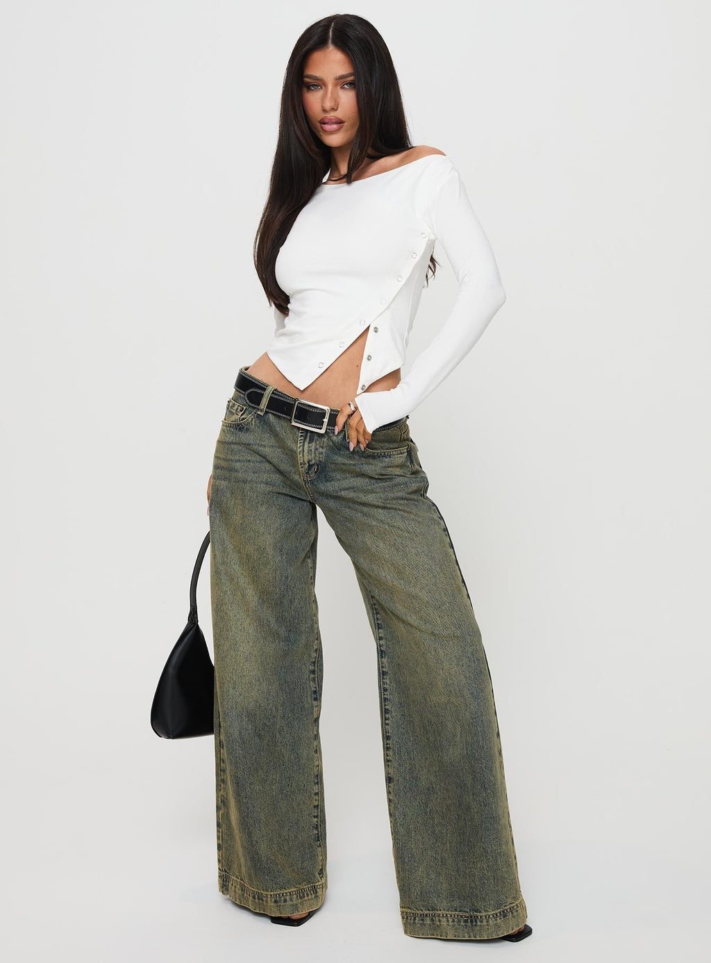 Karre Off The Shoulder Long Sleeve Top White