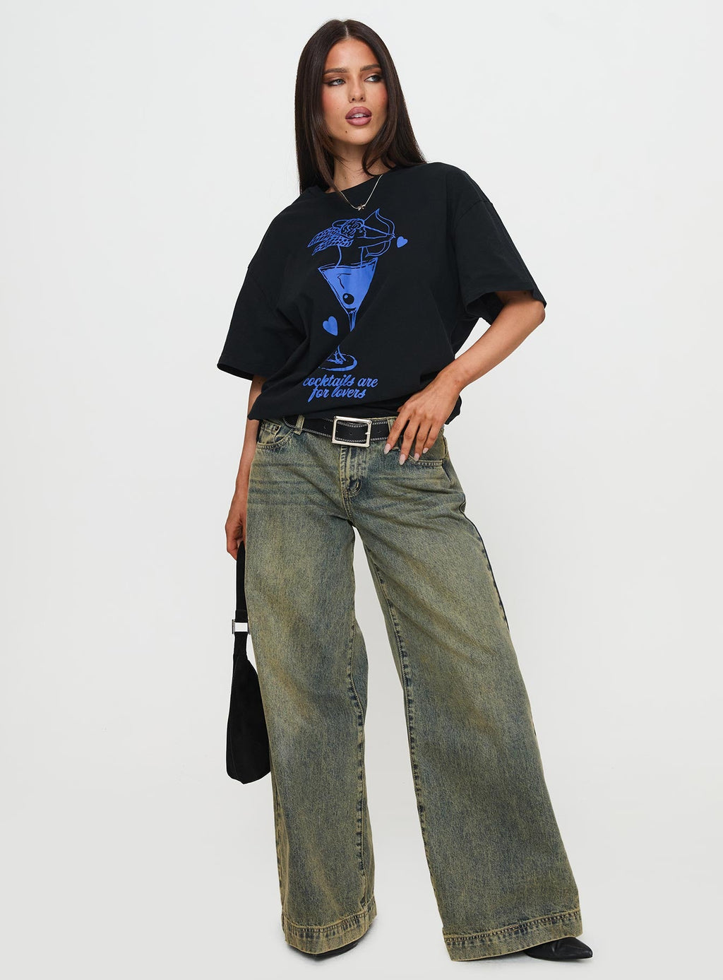 Cocktail Hour Oversized Tee Black