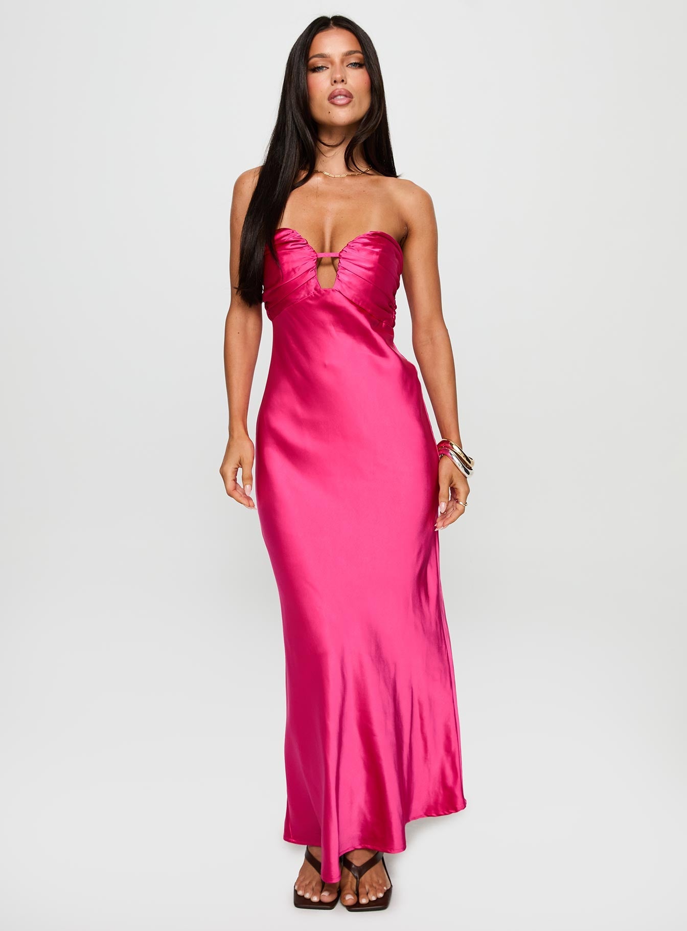 Cyprian Strapless Maxi Dress Hot Pink