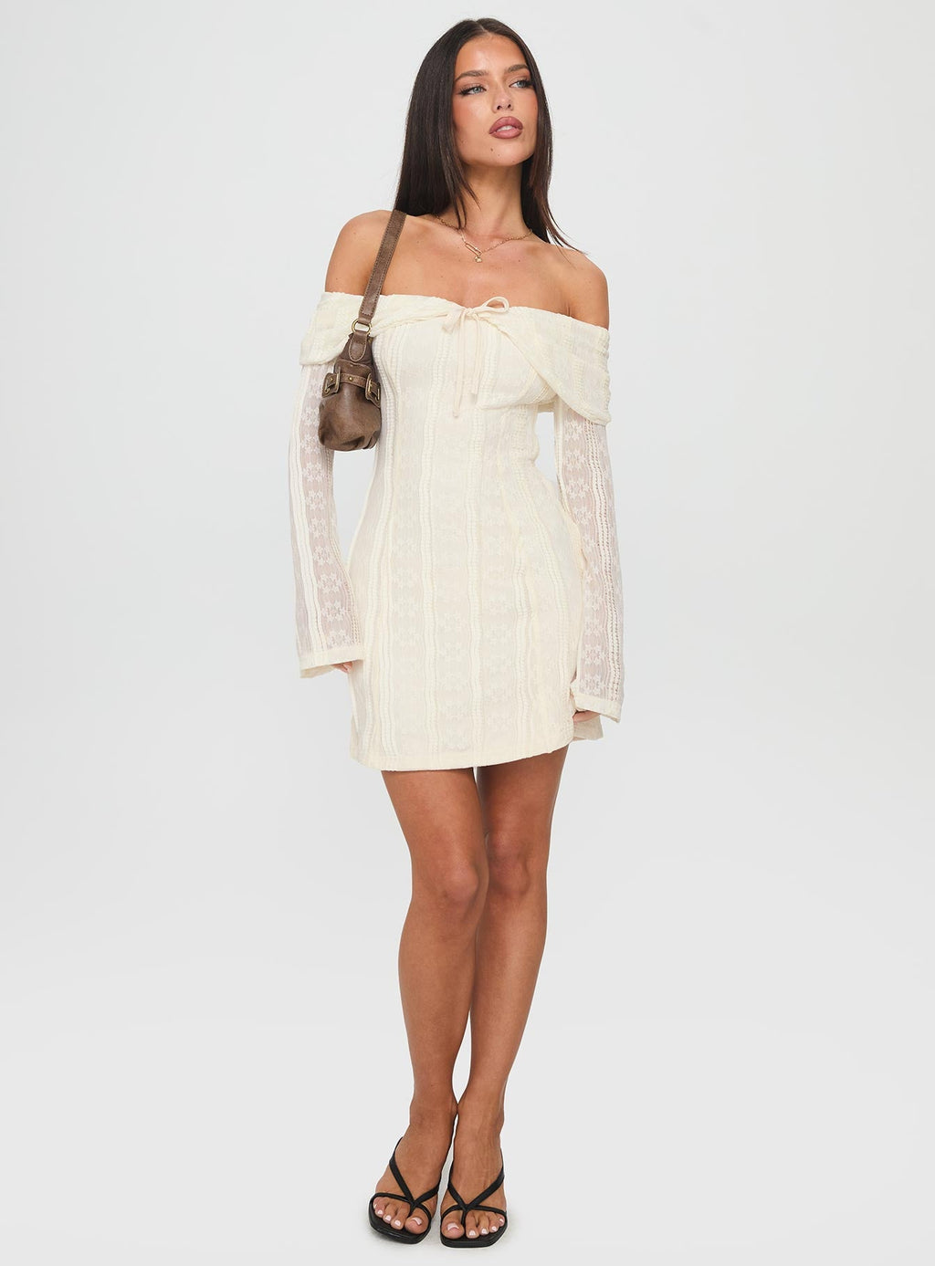 Colettie Long Sleeve Mini Dress Cream