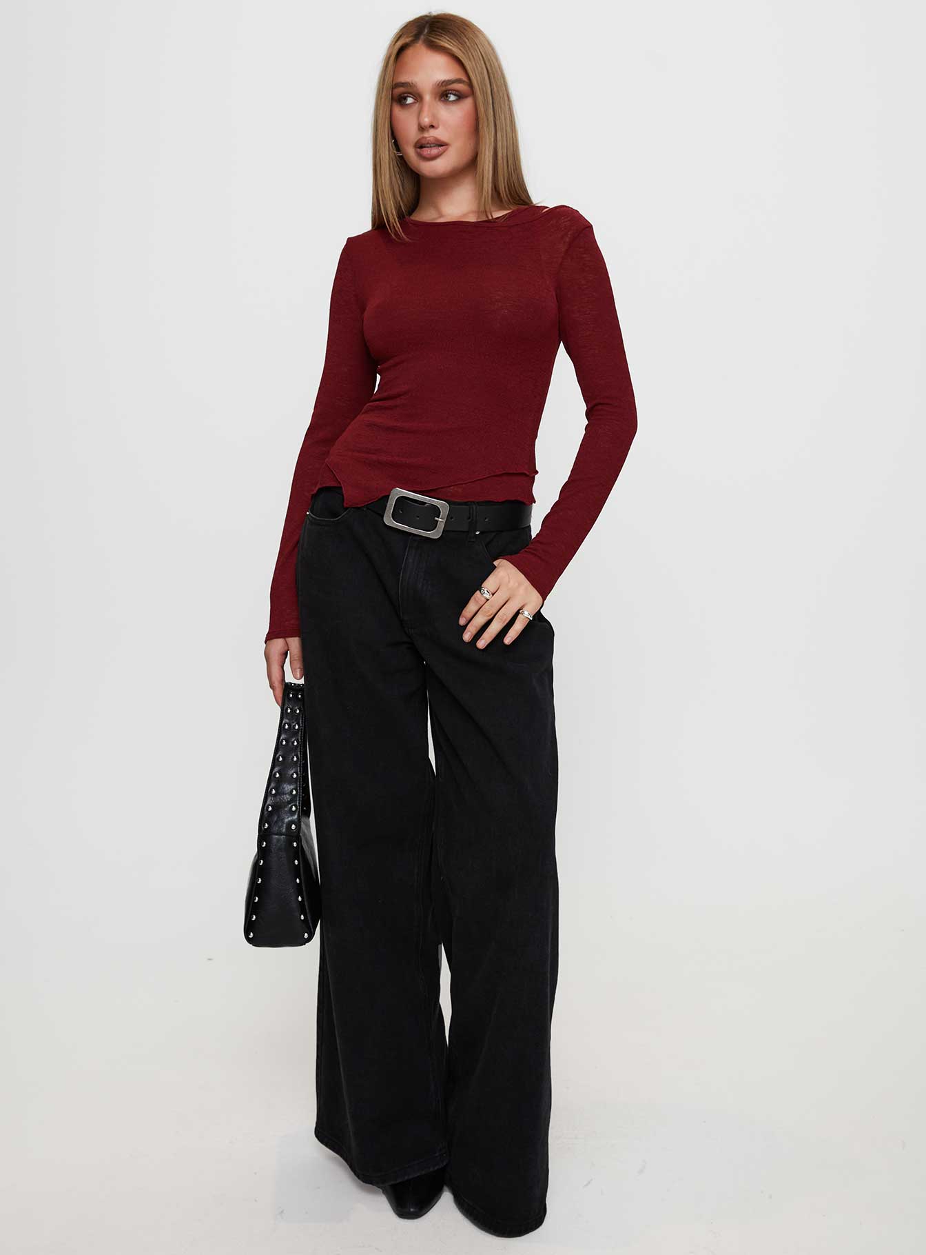 Lefort Long Sleeve Top Burgundy
