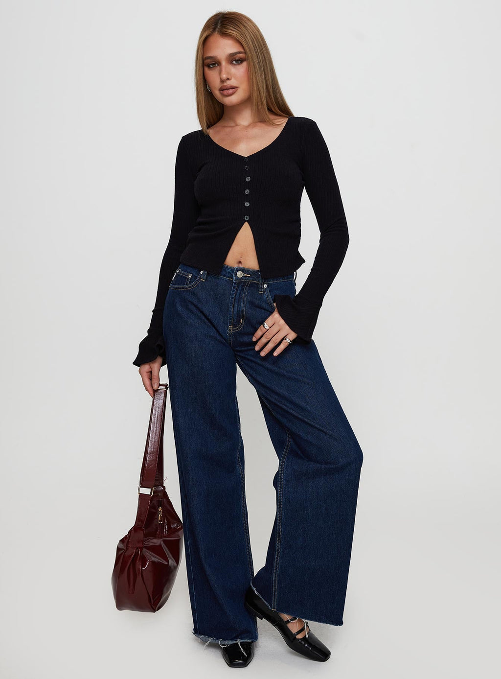 Take My Time Long Sleeve Top Black