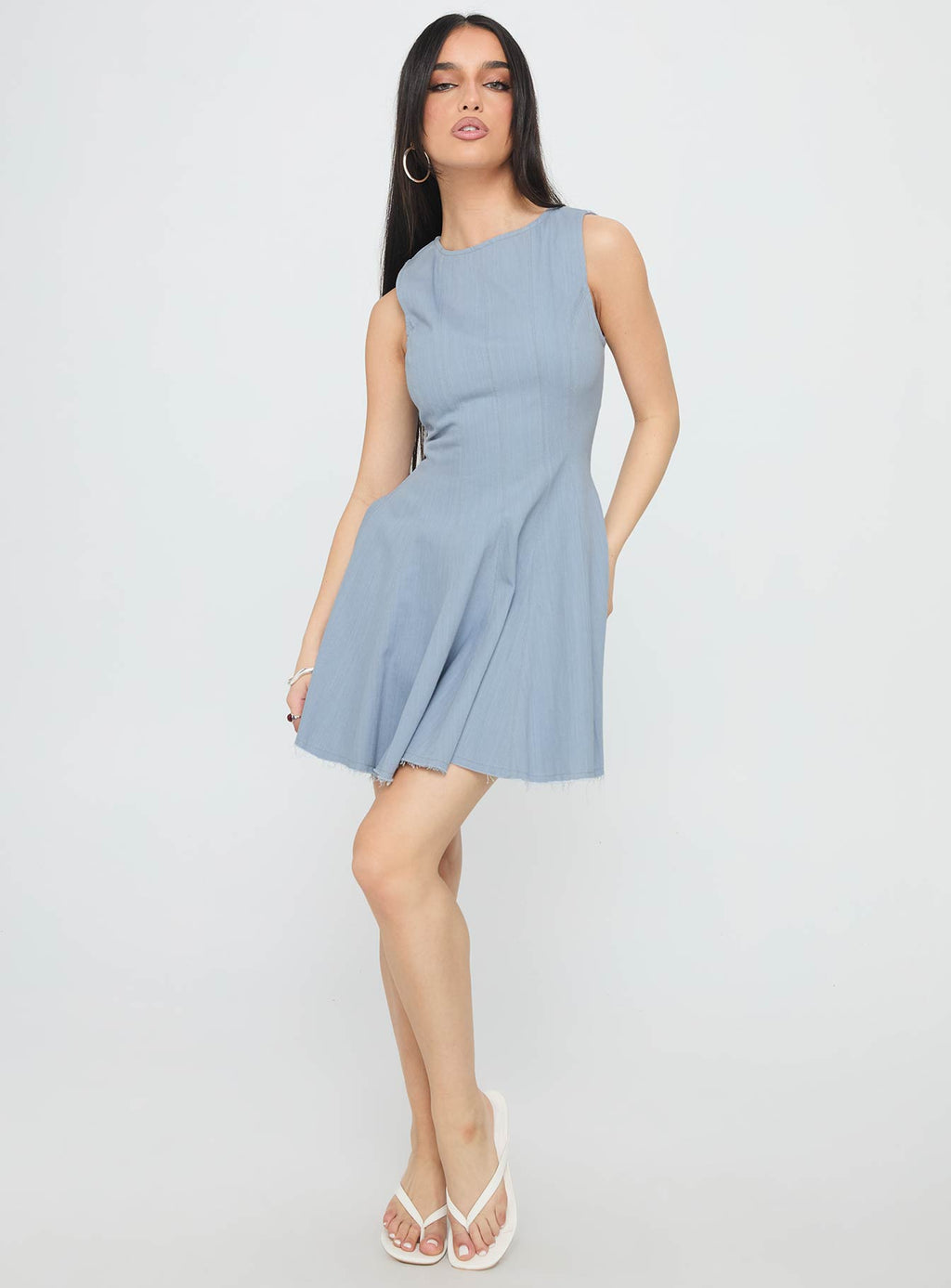 Composure Pleat Mini Dress Blue
