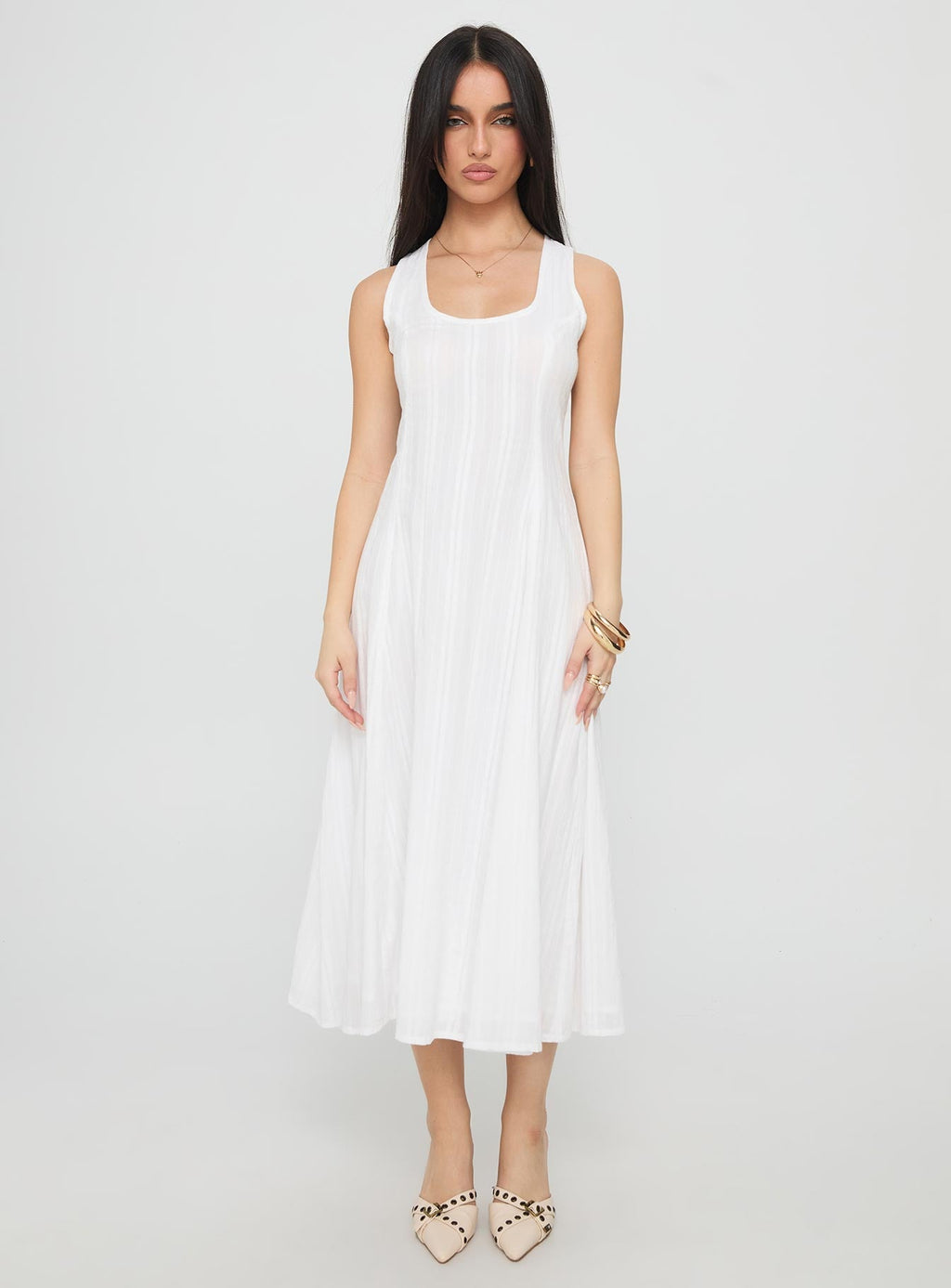 Forever Loved Panelled Midi Dress White