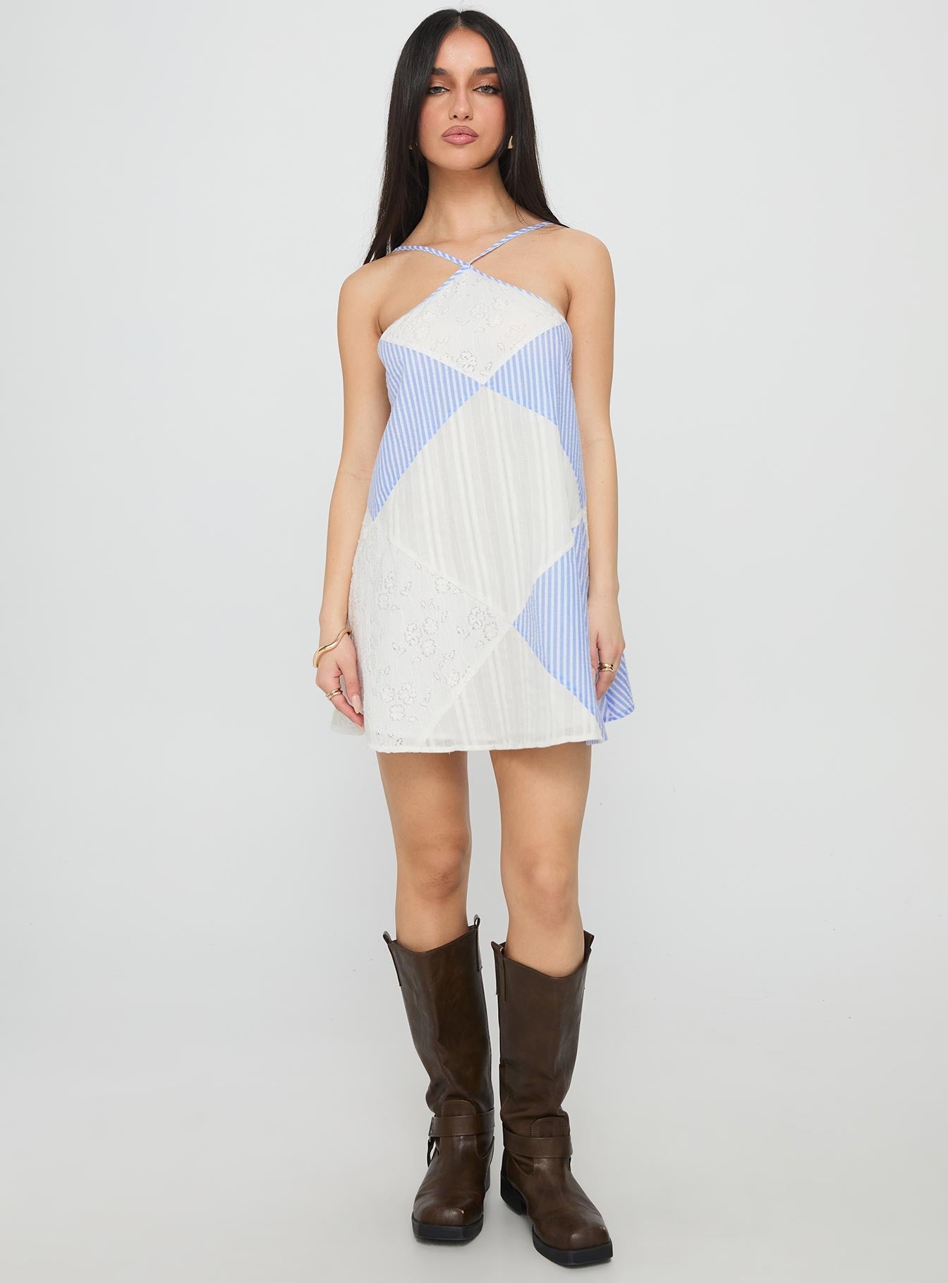 Rivena Arrowhead Mini Dress Blue / White