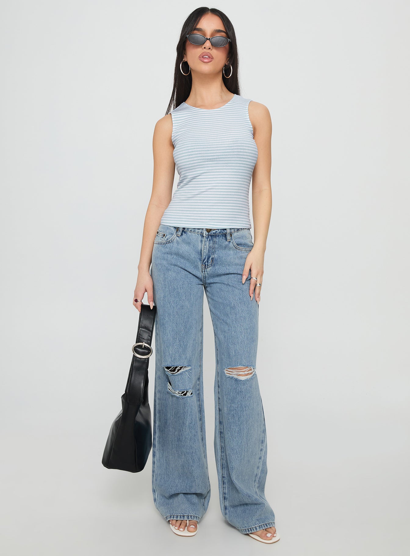 Kadison Low Rise Straight Leg Jeans Mid Wash Blue
