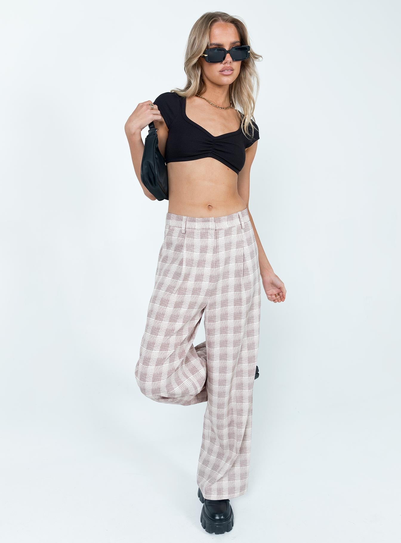 Mulholland Pants Beige Plaid