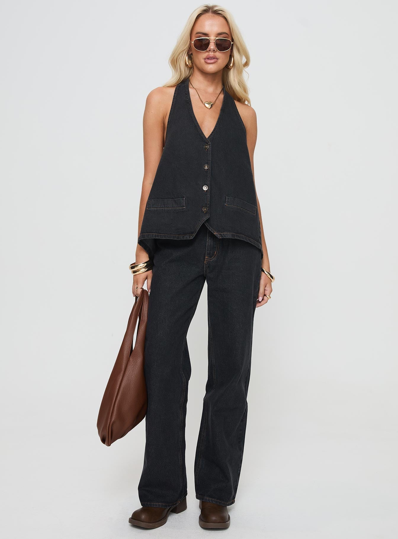 Top Model Low Rise Straight Leg Jeans Charcoal