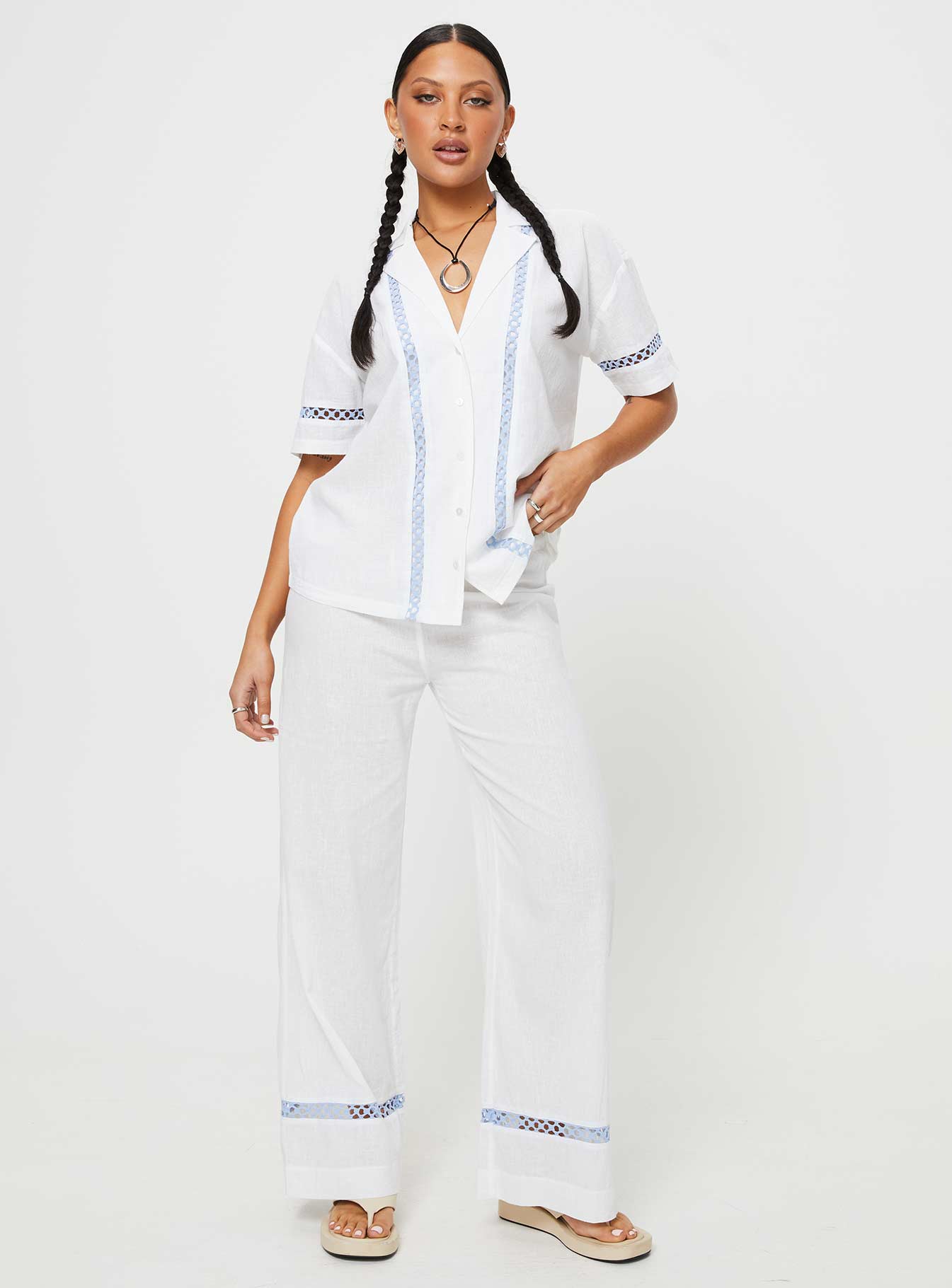 Sun Time Pants White / Blue