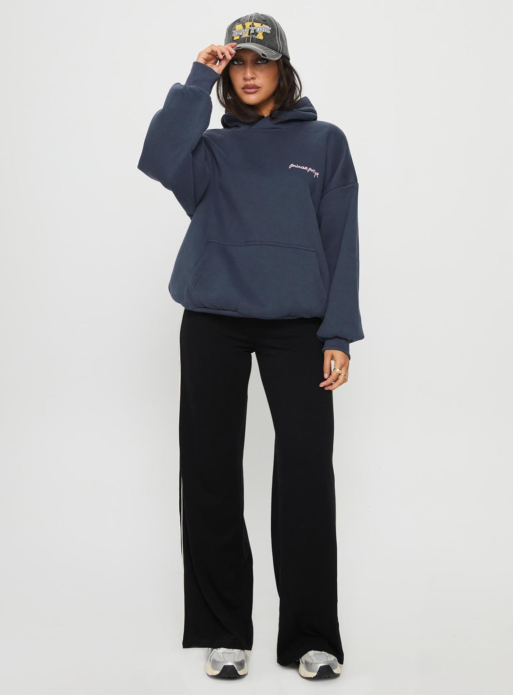 Princess Polly Love Letter Graphic Hoodie Slate Grey