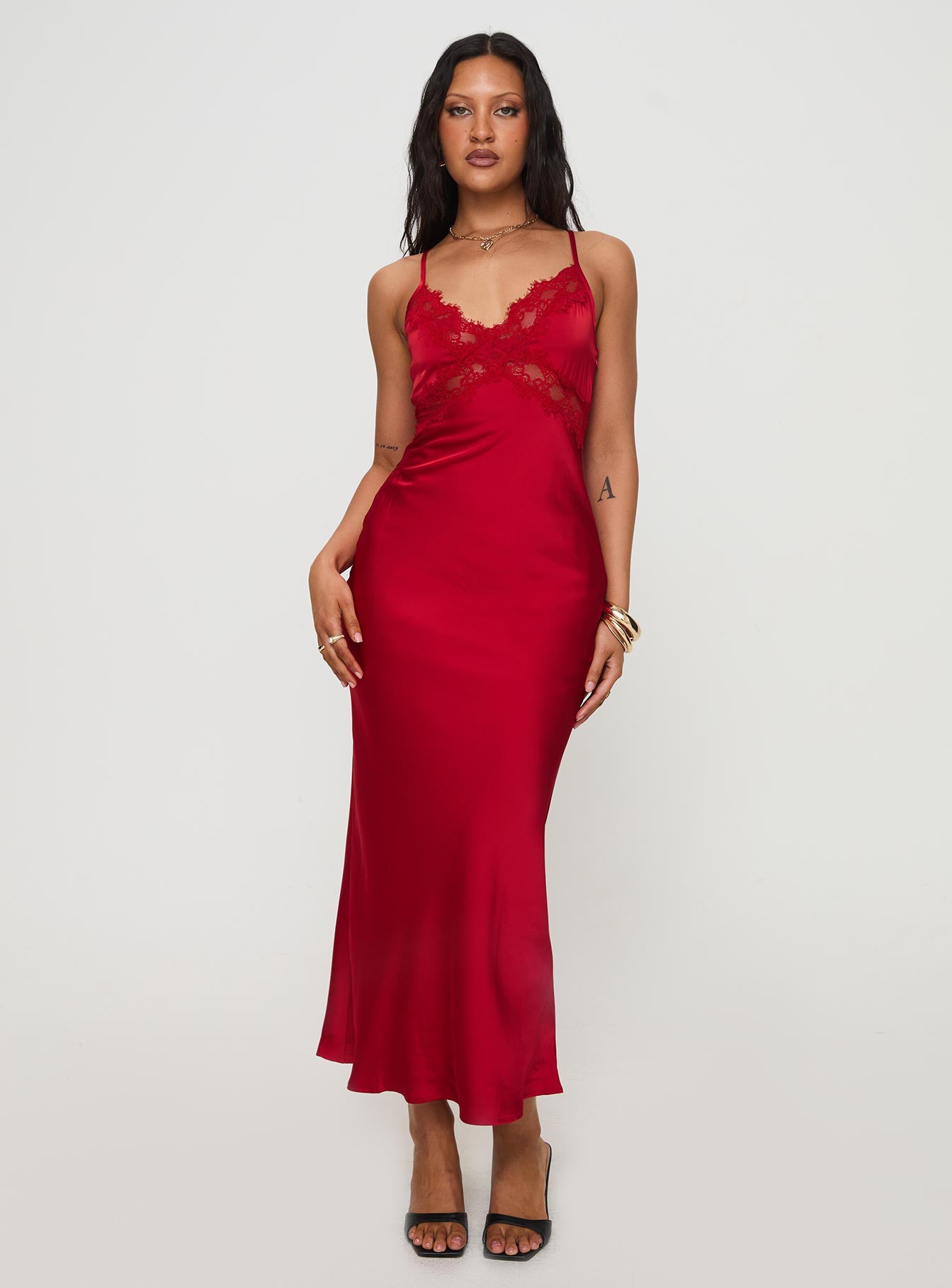 Treasure Bias Cut Maxi Dress Red