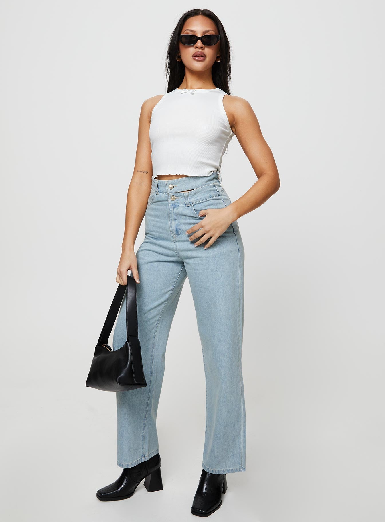 Bansley Double Waistband Jeans Light Denim