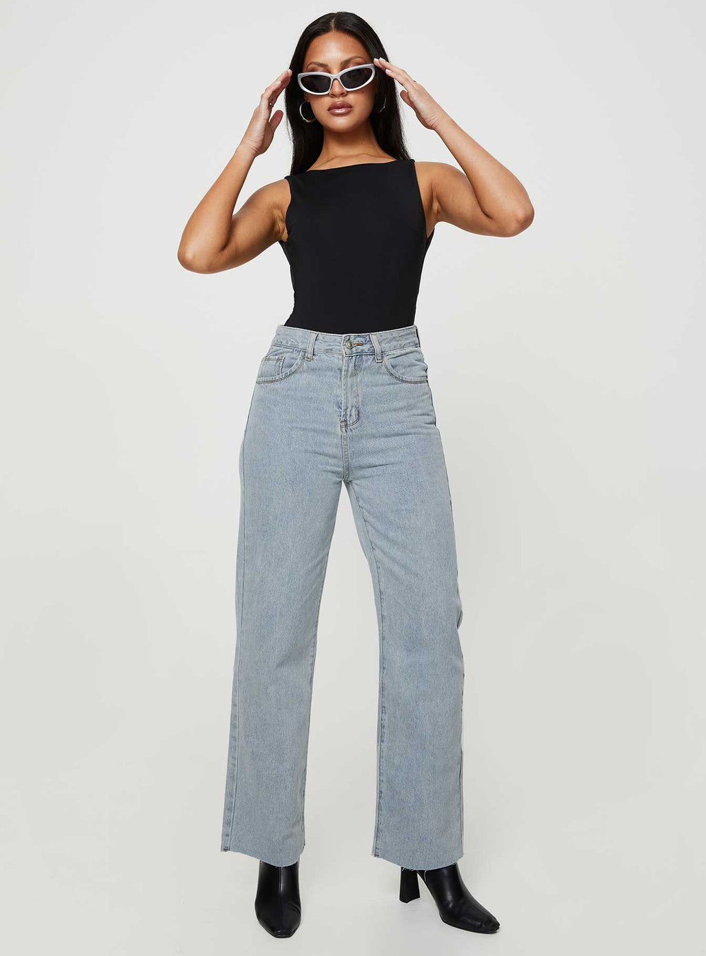 Kalinda High Rise Straight Leg Jeans Blue