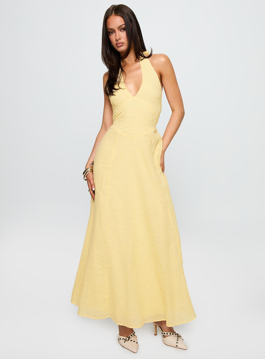 Summer State Halter Maxi Dress Yellow