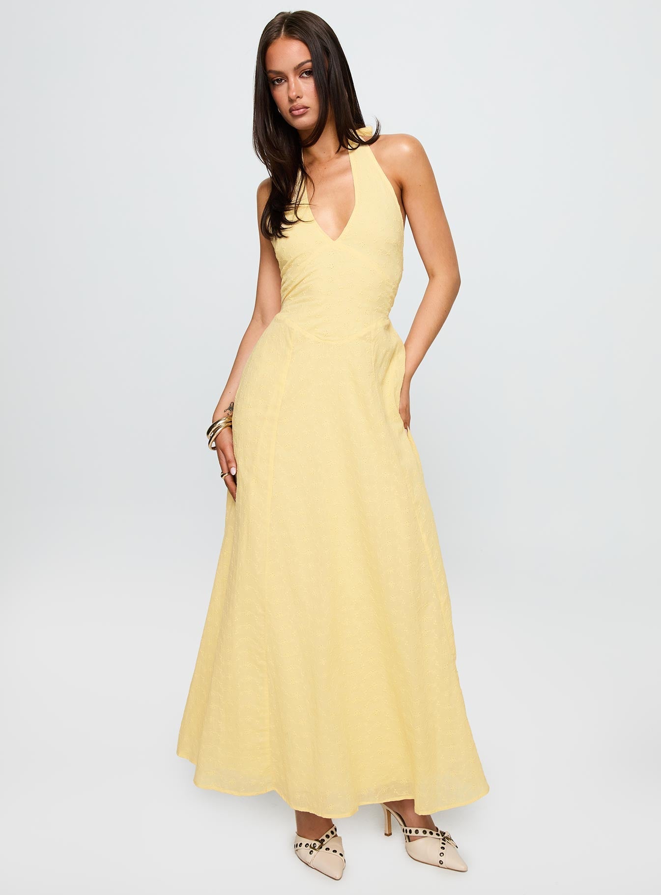 Summer State Halter Maxi Dress Yellow