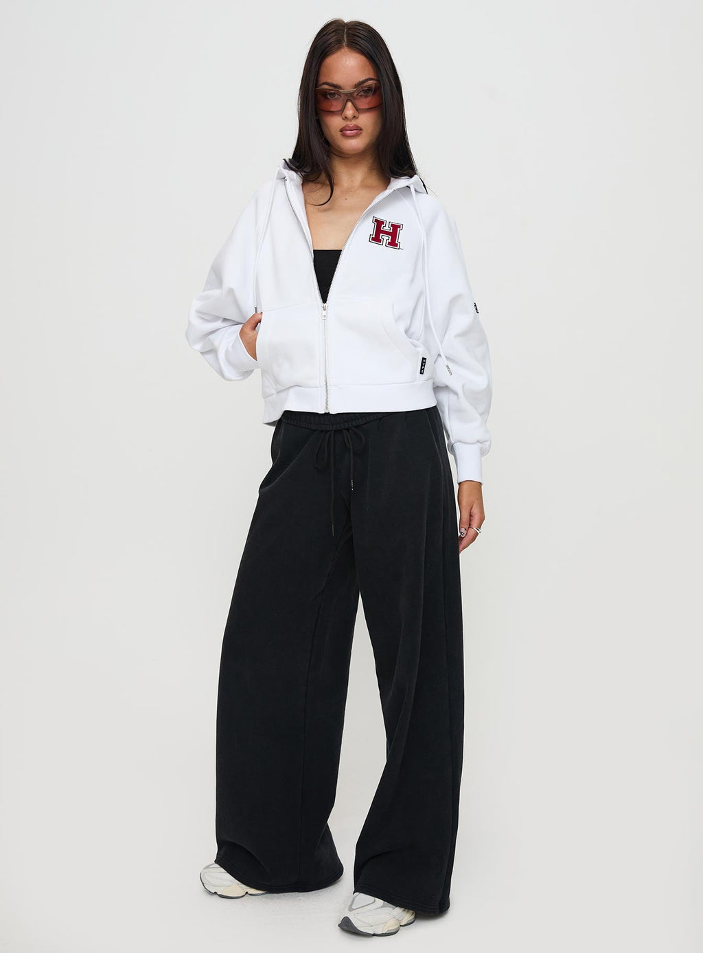 Harvard Raglan Zip Up White / Red